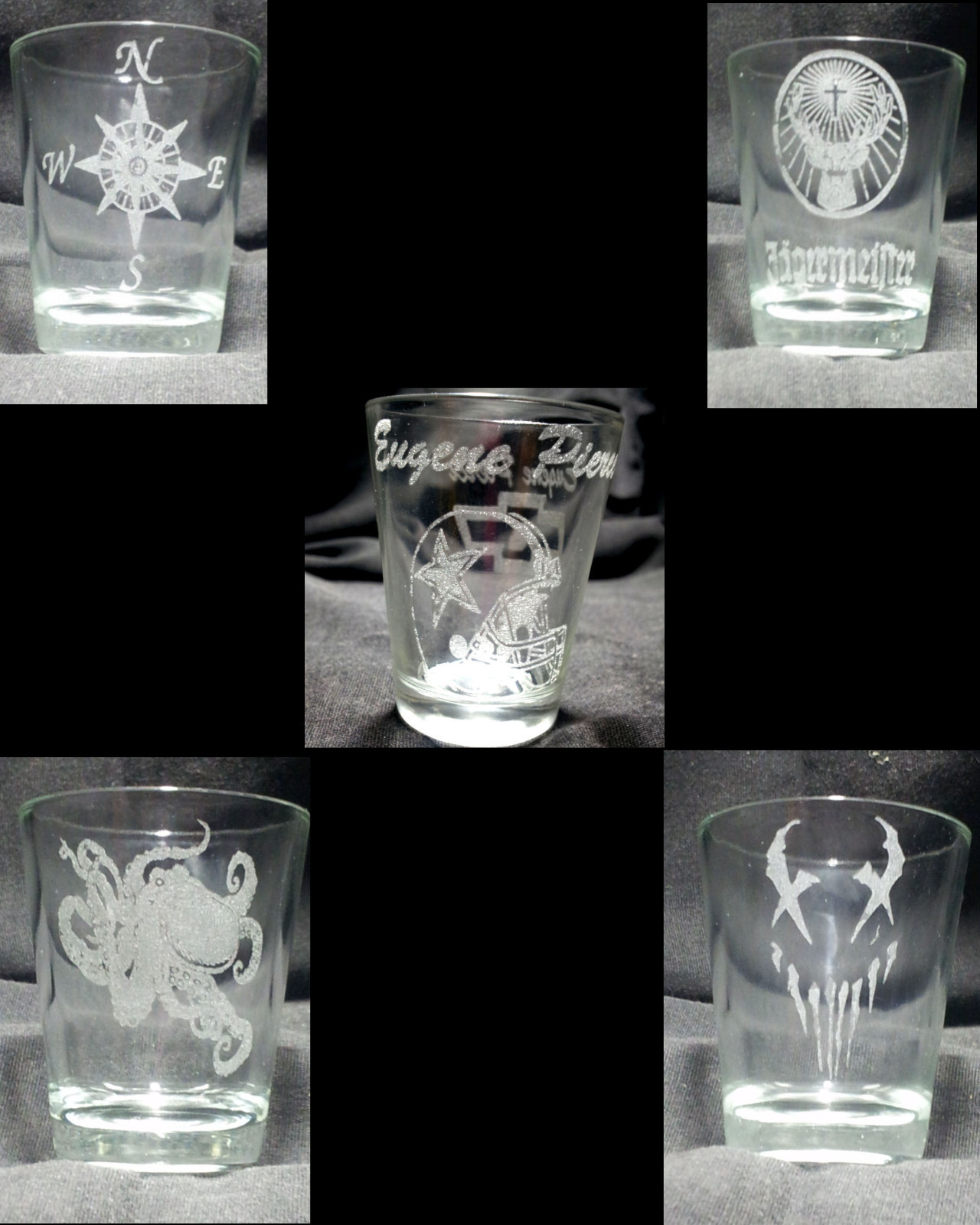 Butterfly etched shot glass. Can be personalized. Different designs available!!