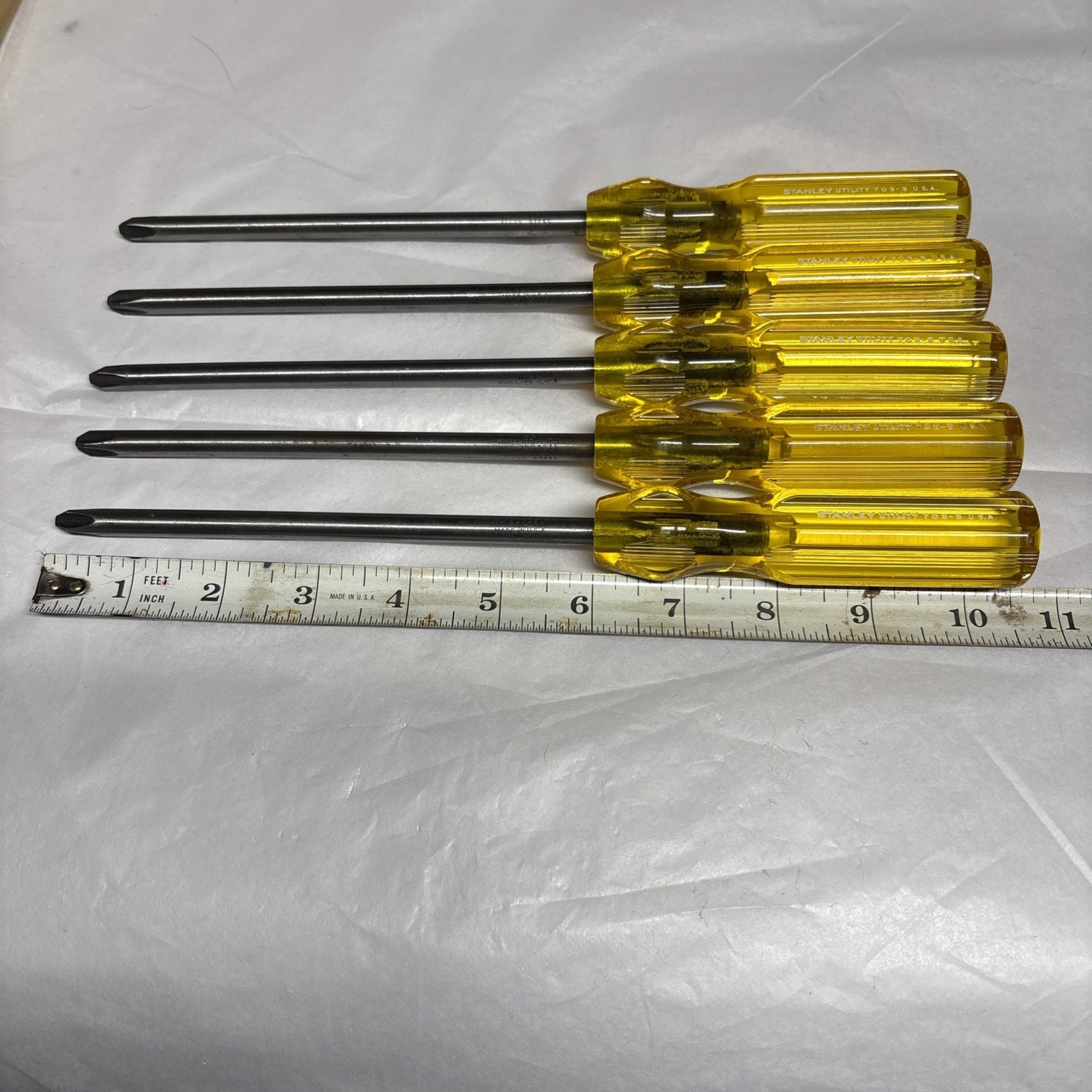 Vintage Stanley Utility 703-3 Phillips Head #3 Tip Screwdriver USA Lot Of 5 NOS