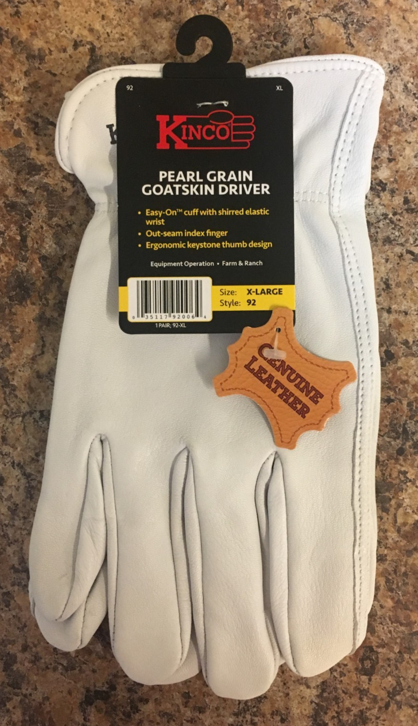 Kinco 92-XL Pearl Grain Goatskin Leather Driver Gloves Size X-Large