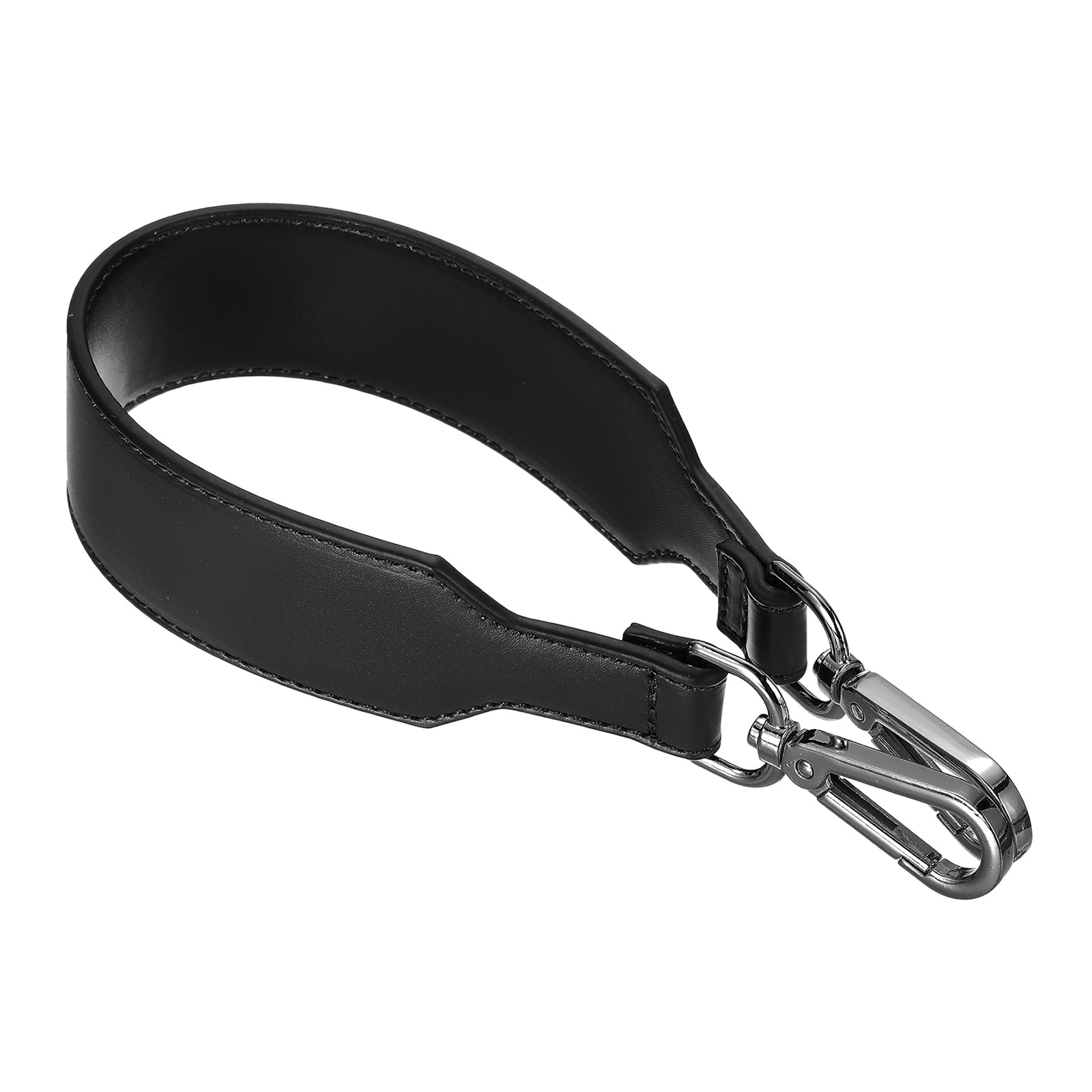 PU Leather Purse Handles Replacement, 41x3.6cm, Black Black Buckle