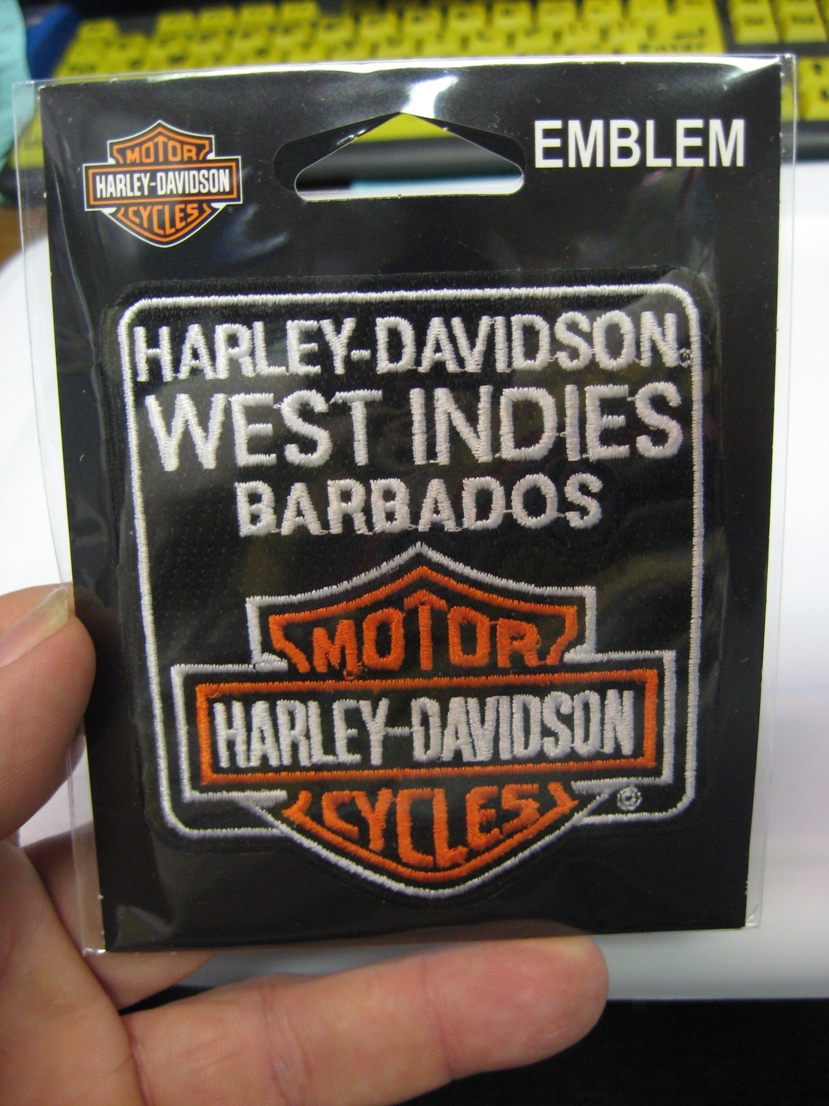 Harley Davidson Emblem 3.5" Sew On Patch / Bar & Shield / West Indies Barbados