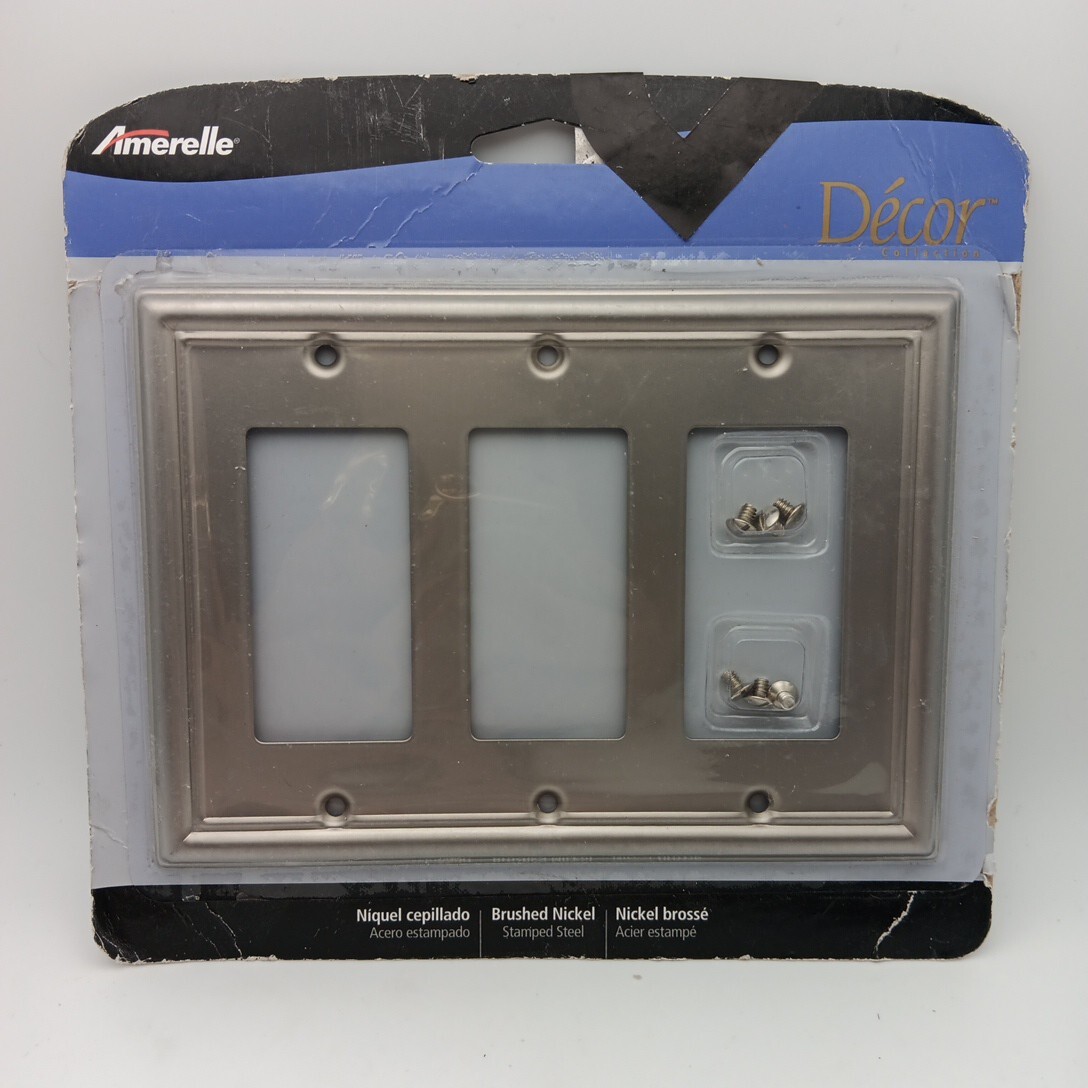 Amerelle WallPlate Brushed Nickel Chelsea 3 Gang Decorator Rocker New Industrial