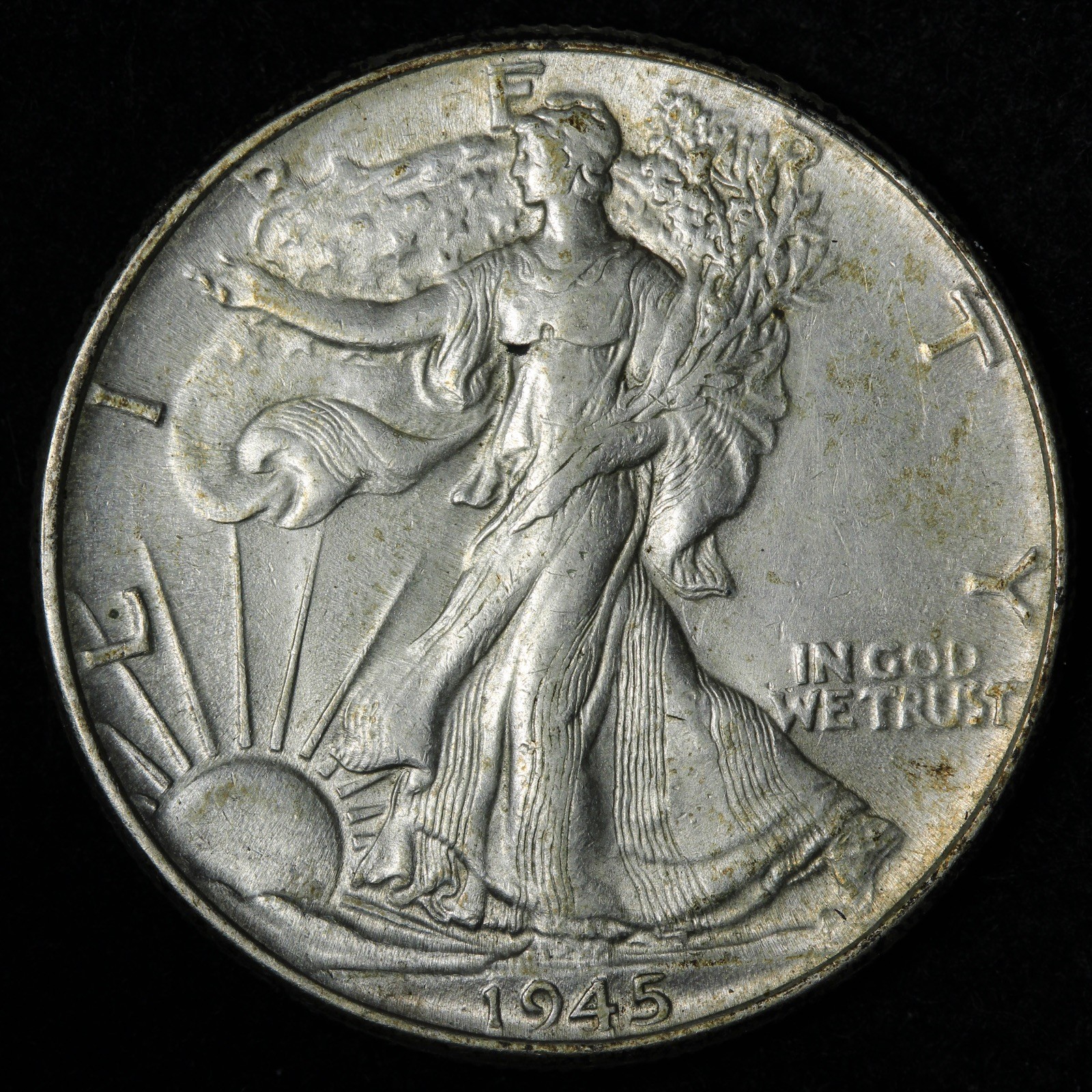 1945 Walking Liberty Silver Half Dollar AU E358 KVNL