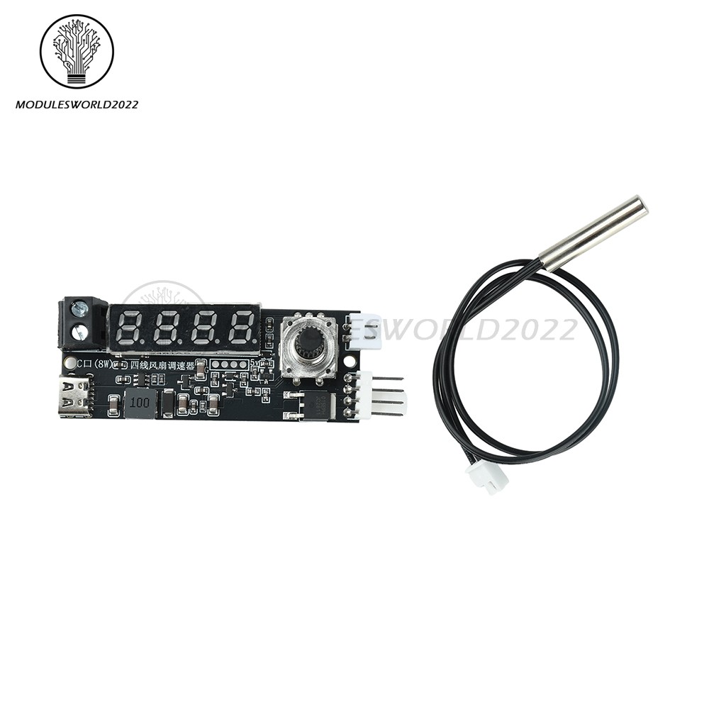 5V 12V 5A 4-Wire PWM Fan Speed Control Module Smart Temperature Control +Display
