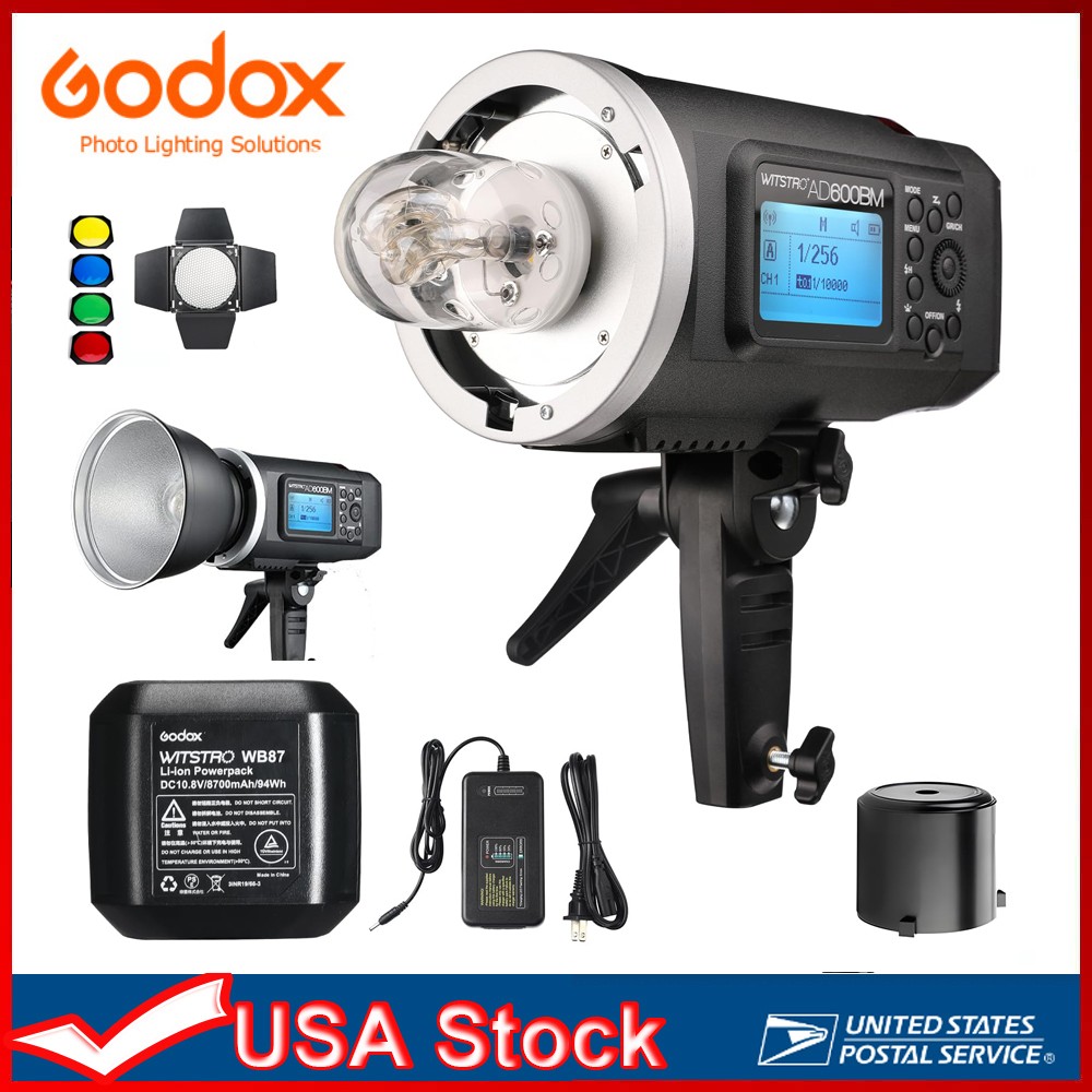 Godox AD600BM Bowens 600Ws GN87 HSS Outdoor Studio Flash with Battery+Barndoor+