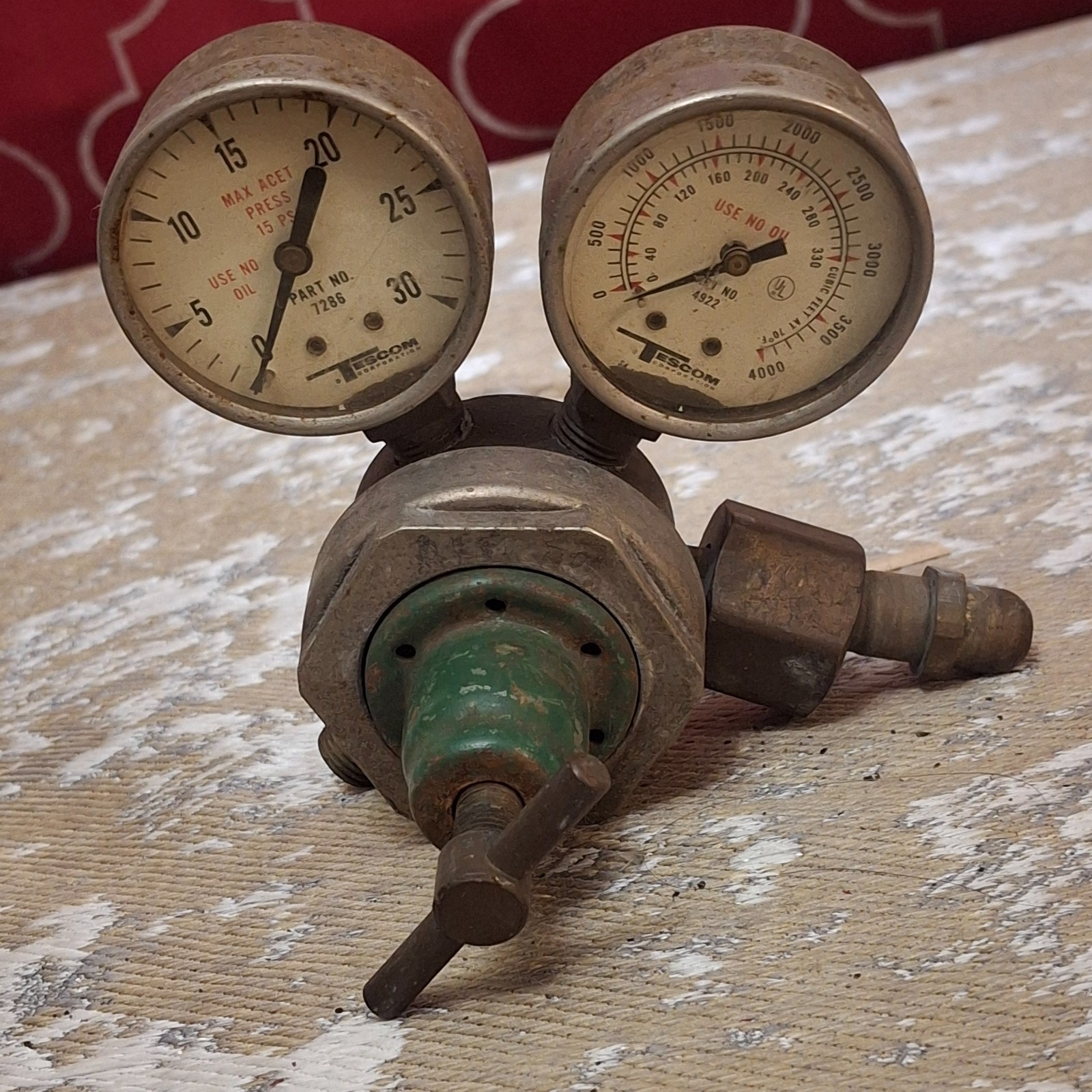 Vintage Tescom HI740-540 Pressure Regulator 3000PSI w/ 7286 & 4922 Gauges