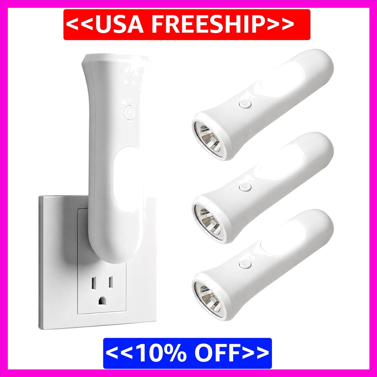 4 in 1 Emergency Lights for Home Power Failure, 3 Pcs Rechargeable LED Flashl...