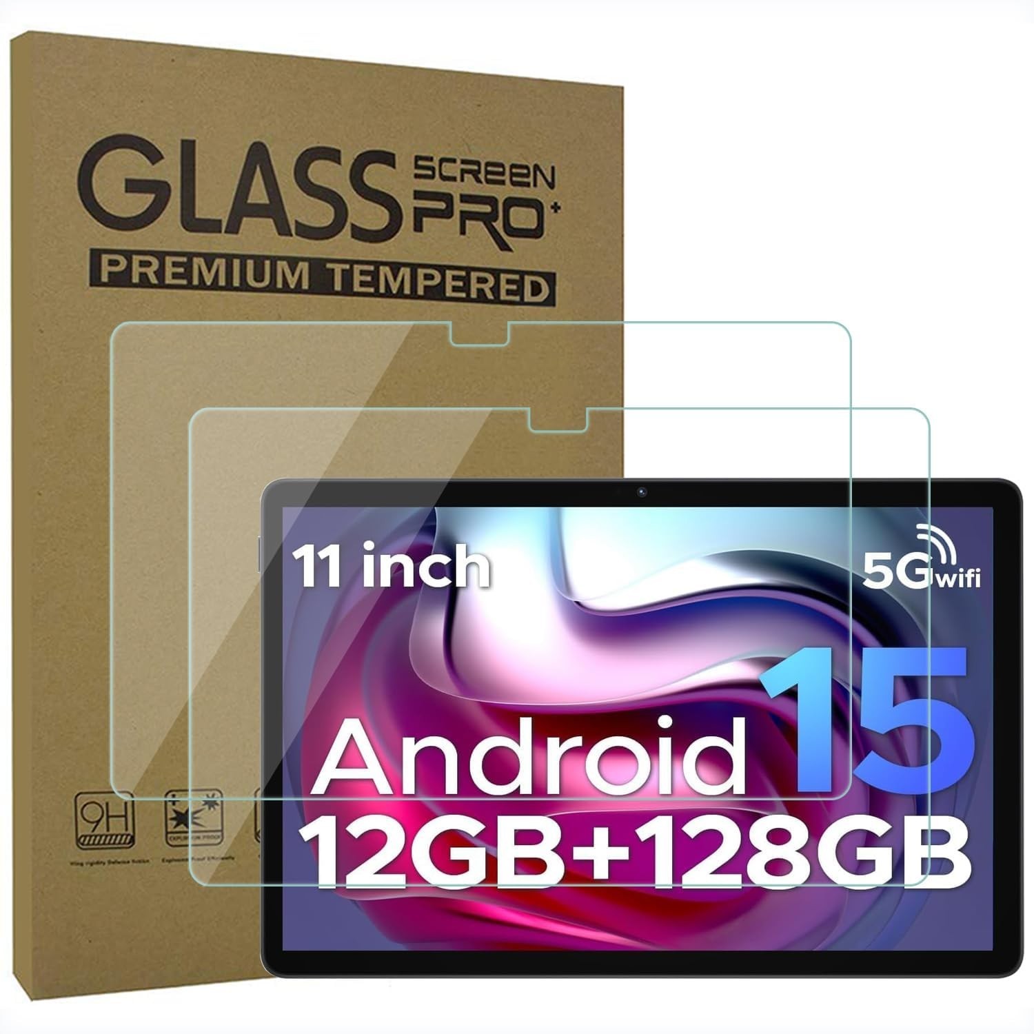 2 Pack DOOGEE U11 Screen Protector Tempered Glass for DOOGEE U11/U11 Pro 11 inch