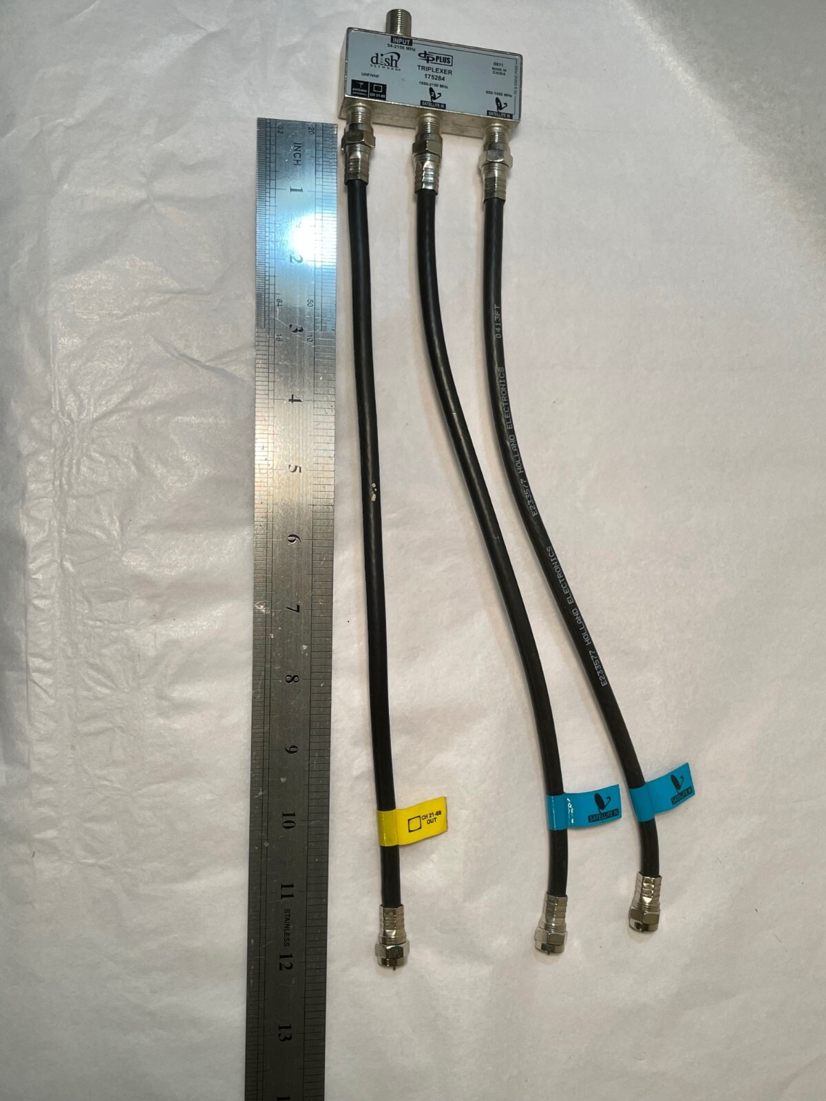 DP Plus Dish Network Triplexer 175284 with (3) 12" Cable