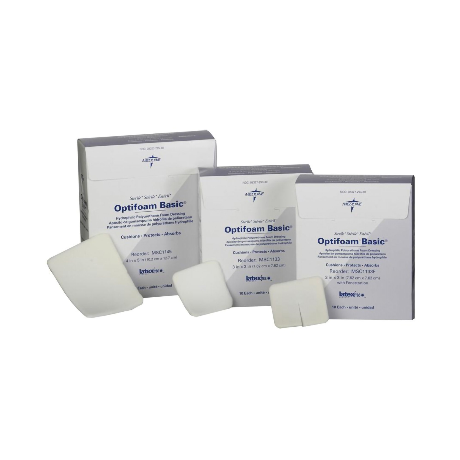 Optifoam Basic Non-Adhesive Dressing 4" x 5" BX of 10