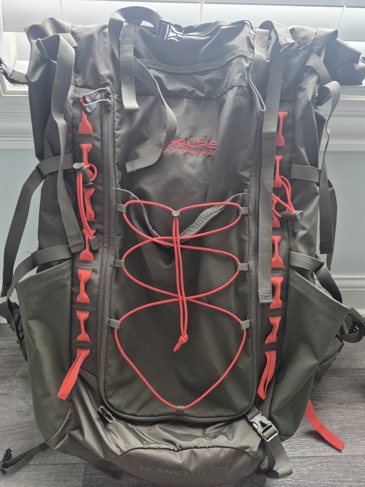 ALPS Mountaineering Nomad RT 75 75L Hiking Backpack Black/Red Hip Belt