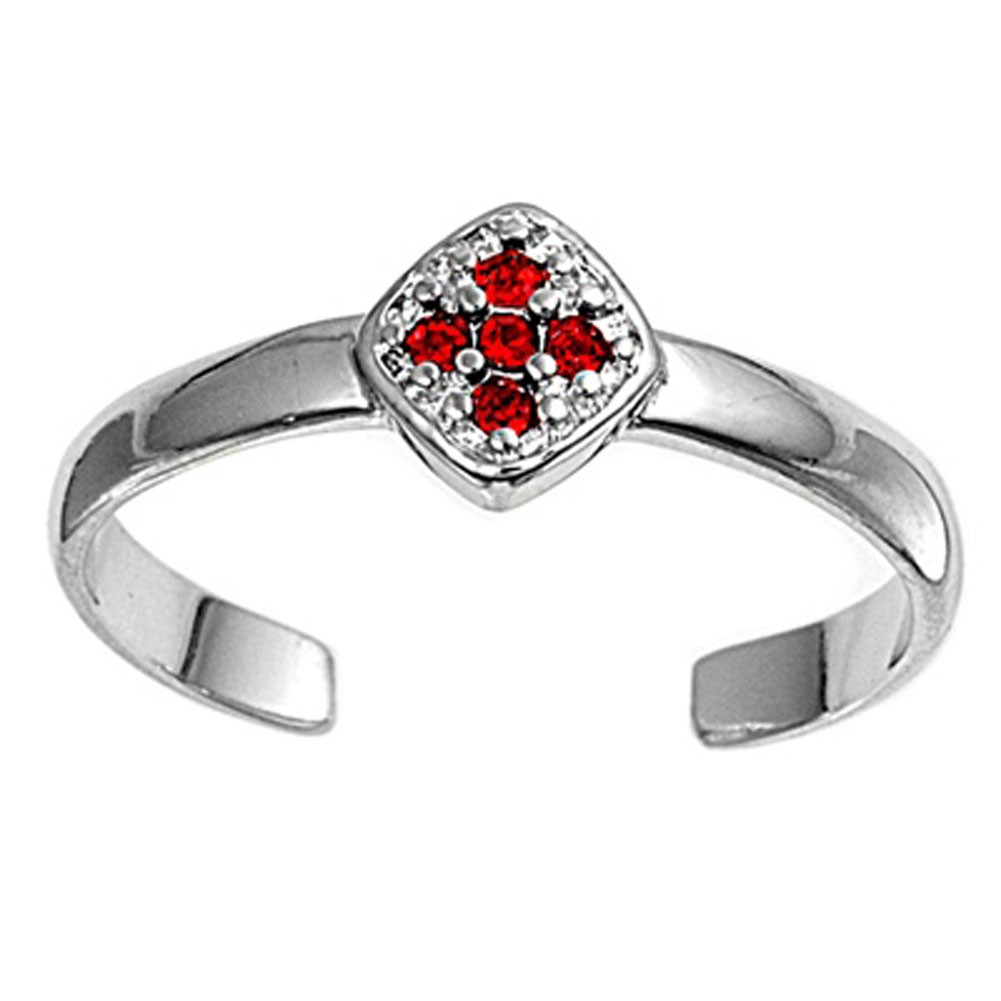 Simulated Red .925 Sterling Silver Toe Ring