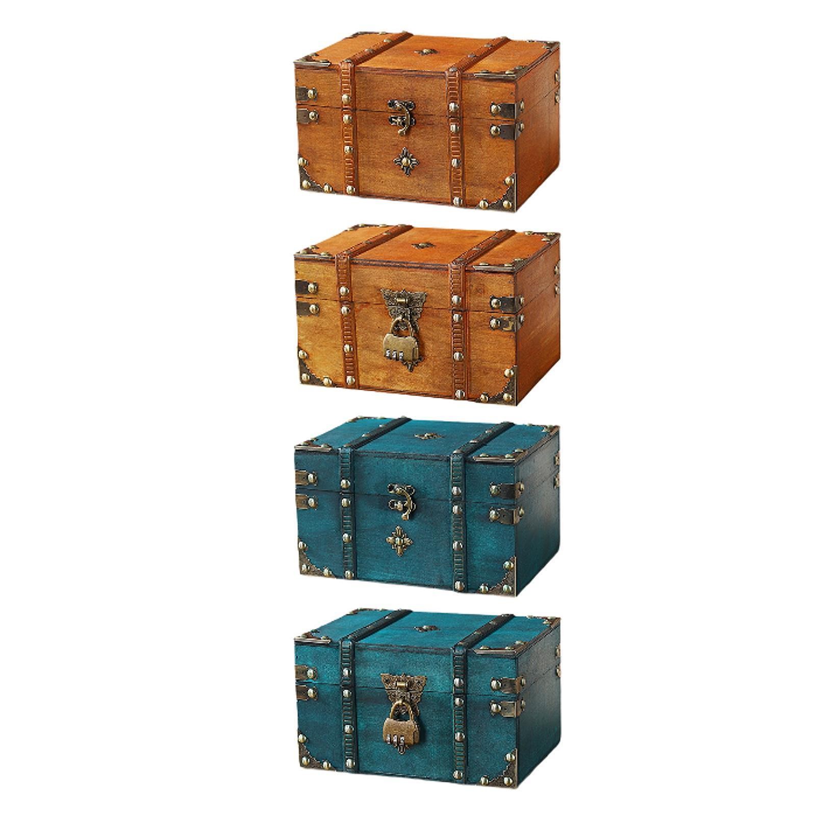 Treasure Chest Decorative Storage Box Wood Gift for Women Decoration