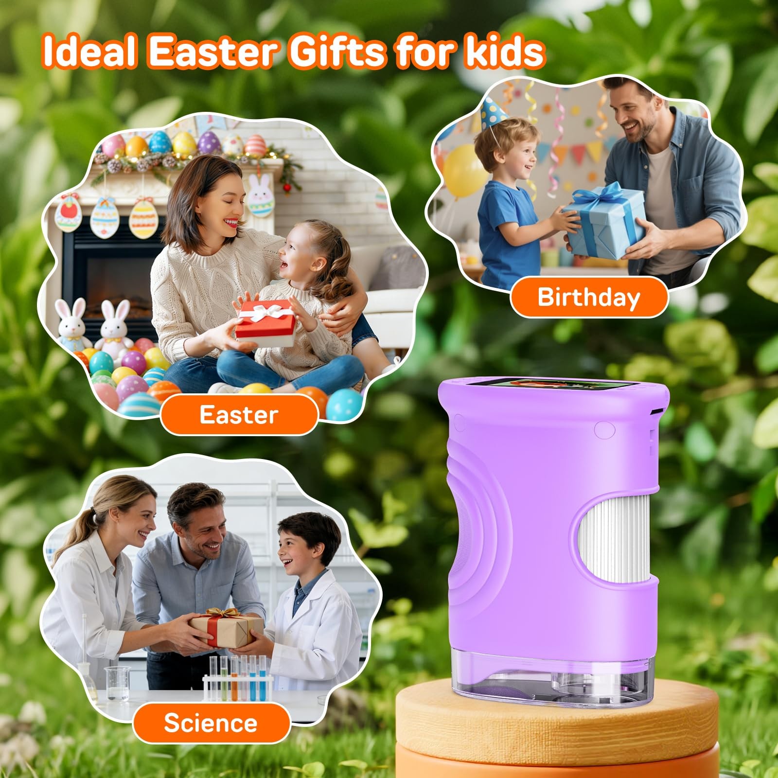 1000X Handheld Digital Microscope for Kids with 2.0" IPS Screen, Purple