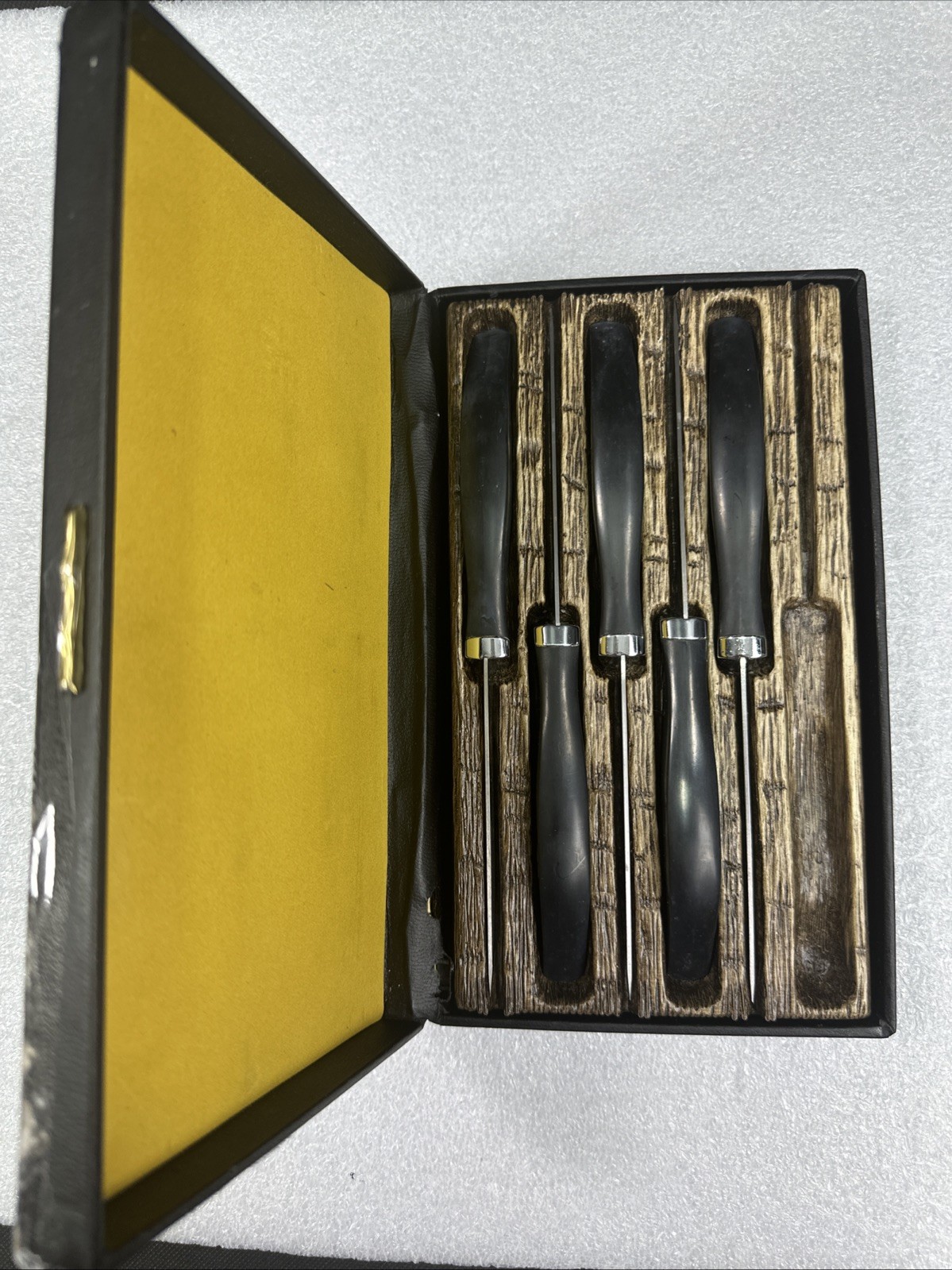 Vtg Mid Century Set (5) WEST BEND Stainless Steel Steak Knives Original Box USA
