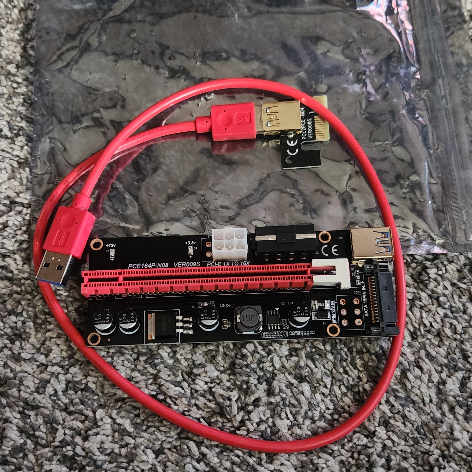 PCI-E 1X to 16X Riser Video/Graphics Card PCE164P-N08 VER009S NEW