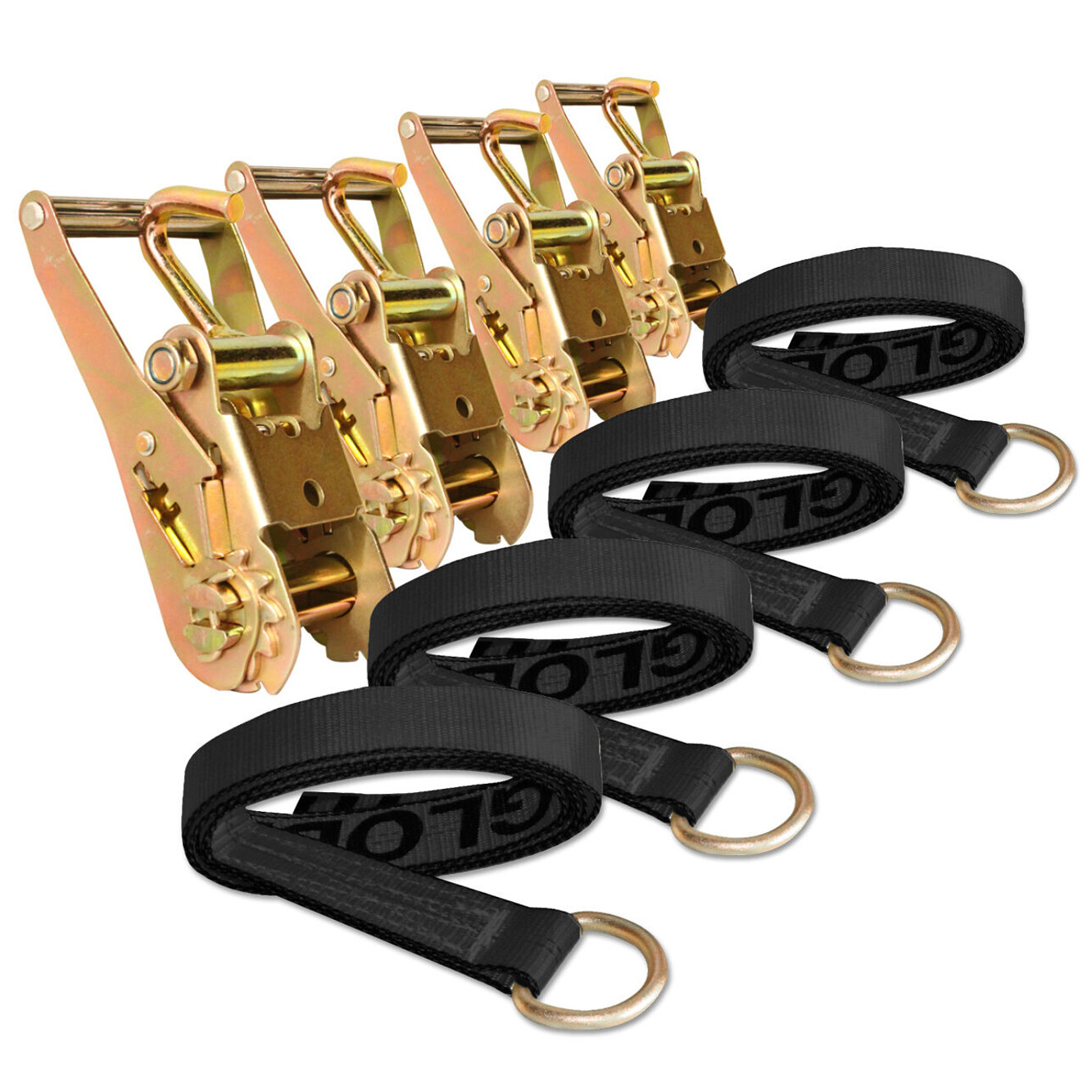 Finger Hook Ratchet Lasso Kit 2" Wide x 10 FT Tie Down Wheel Lift Black
