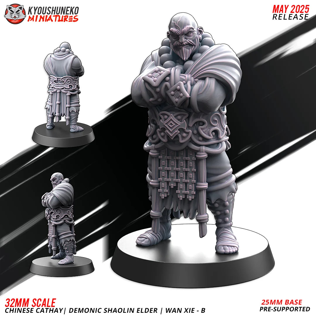 Demonic Shaolin Elder B - 28-120mm Chinese Cathay - Resin Tabletop Miniature