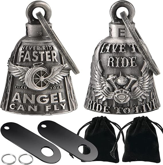 2 Pack Motorcycle Bells Guardian Angel for Biker Rider Men Women Ride Riding wit