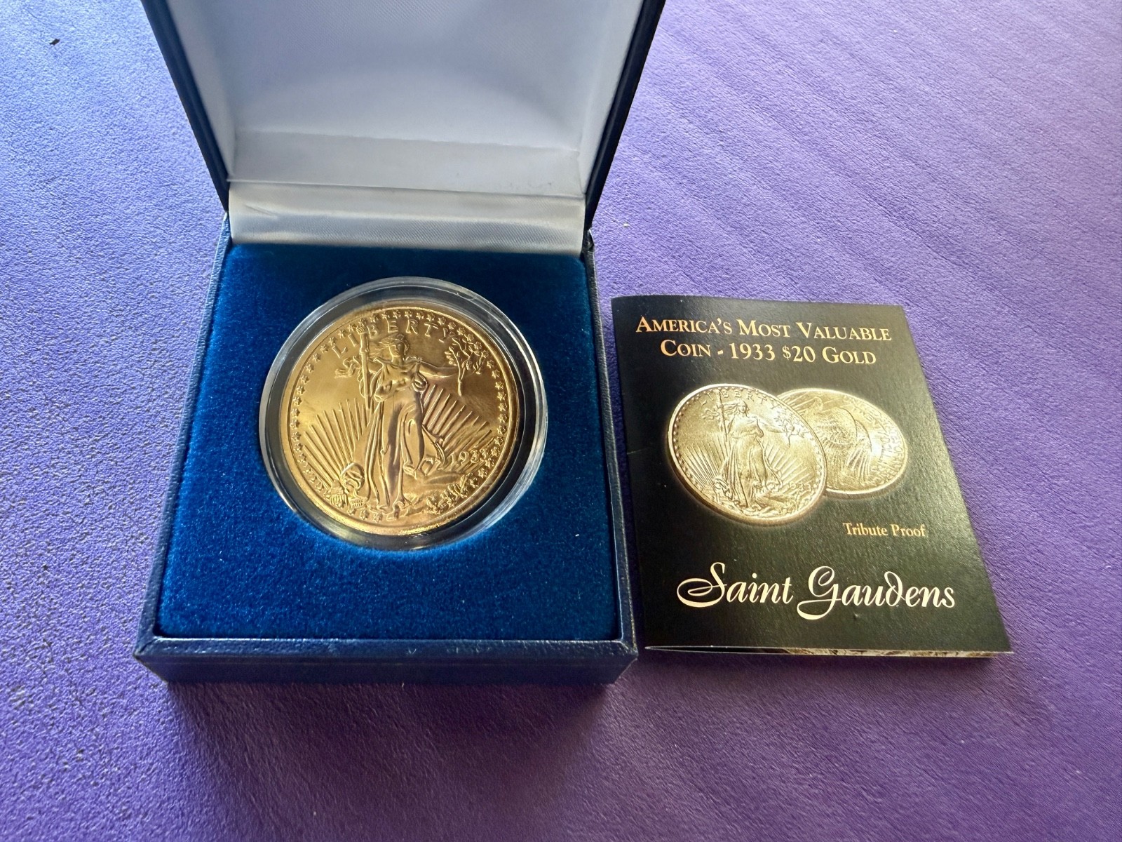 COIN SAINT-GAUDENS 1933 24k GOLD-PLATED CLAD PROOF $20 DOLLAR COIN