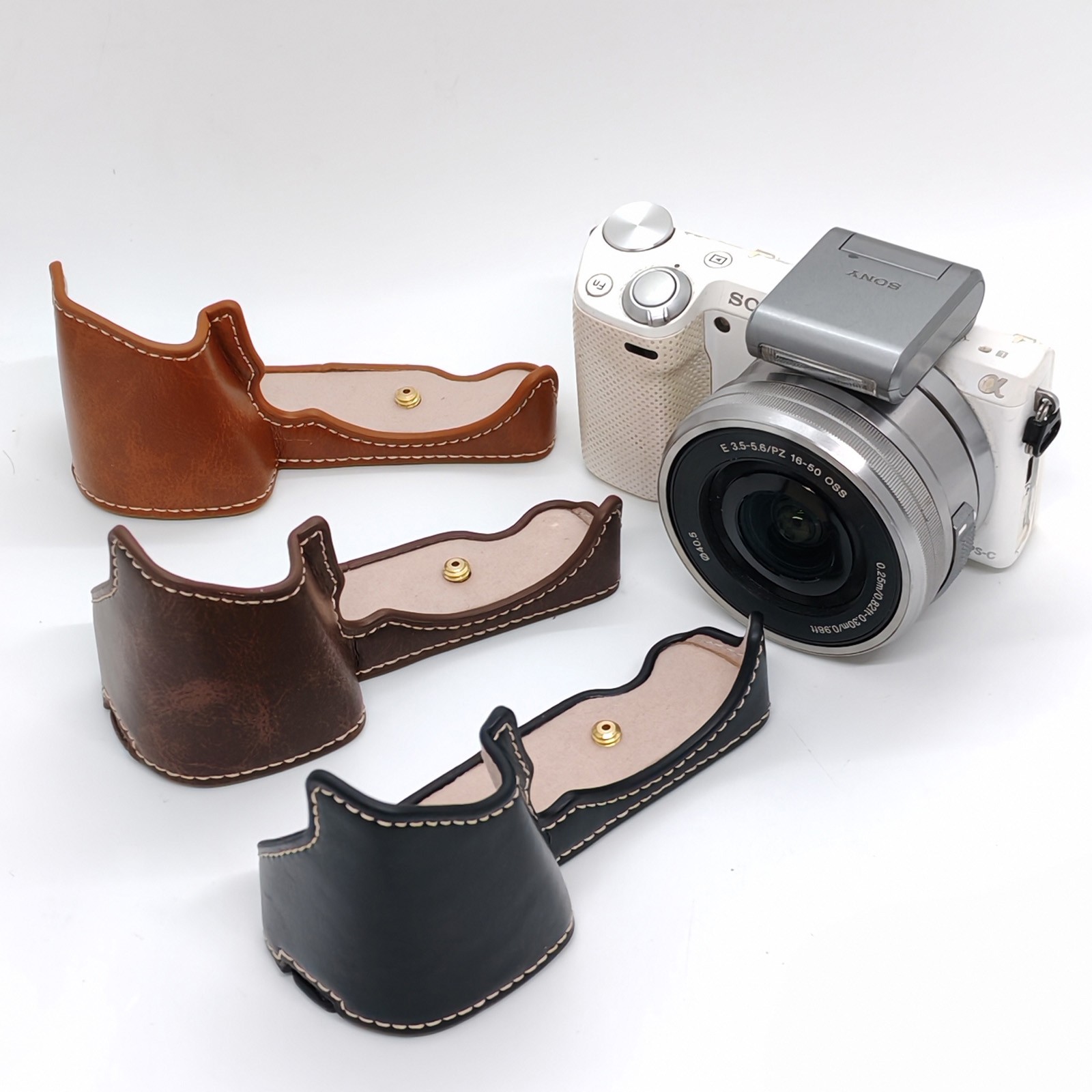 Leather Protect Half Case Grip strap for Sony NEX5 NEX5T NEX5R Camera