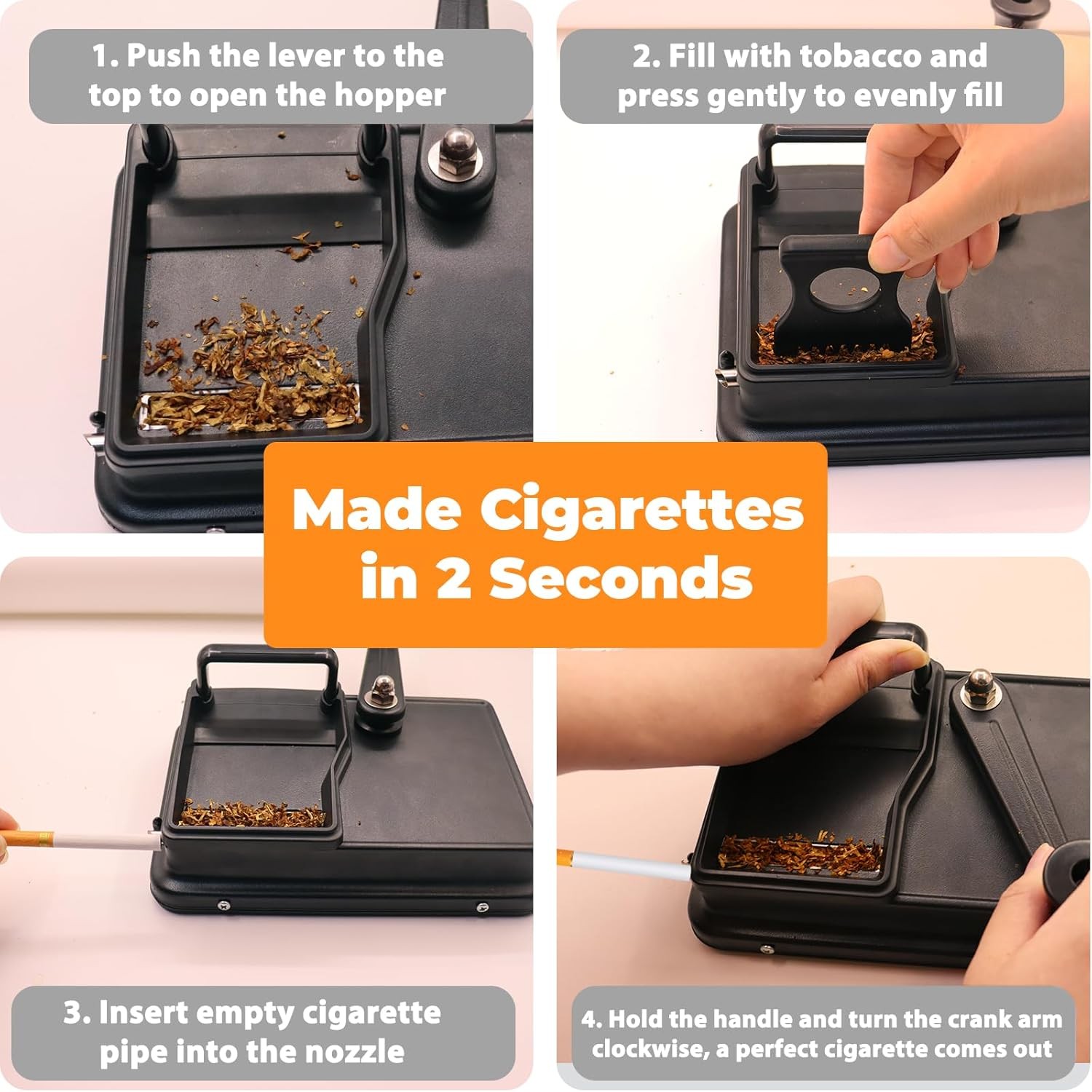 Cigarette Rolling Machine, Manual Cigarette Roller Cigarette Tobacco Injector fo