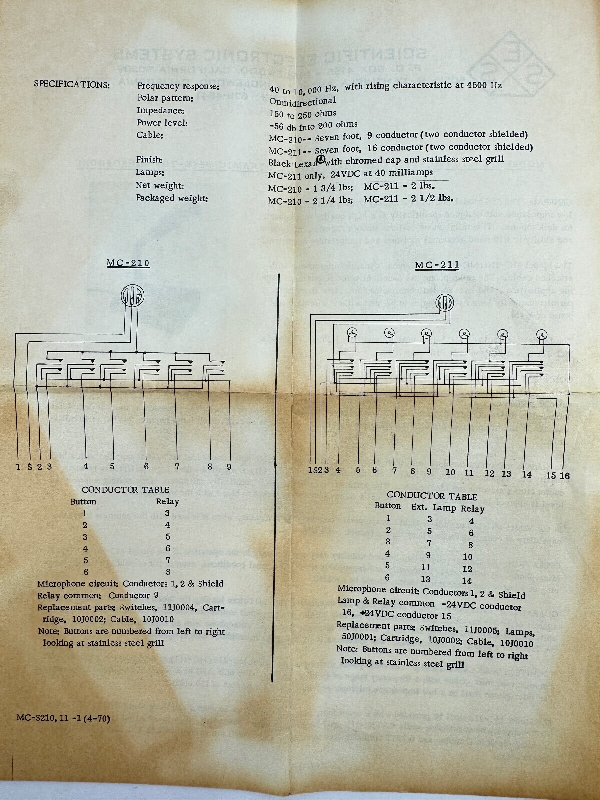 Scientific Electronic Systems SES MC-210 Omnidirectional Dynamic Desktop Mic