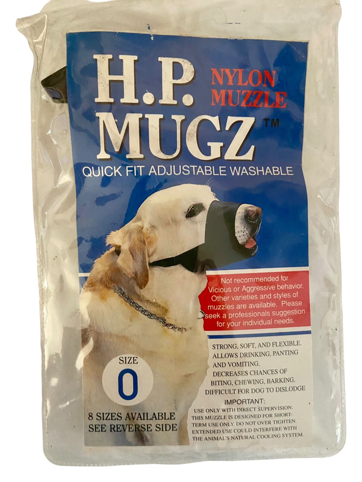 H P MUGZ Muzzle~Size 0~ for Small Dogs~ 4-4.5" Nose~Curbs Barking, Chew & Biting