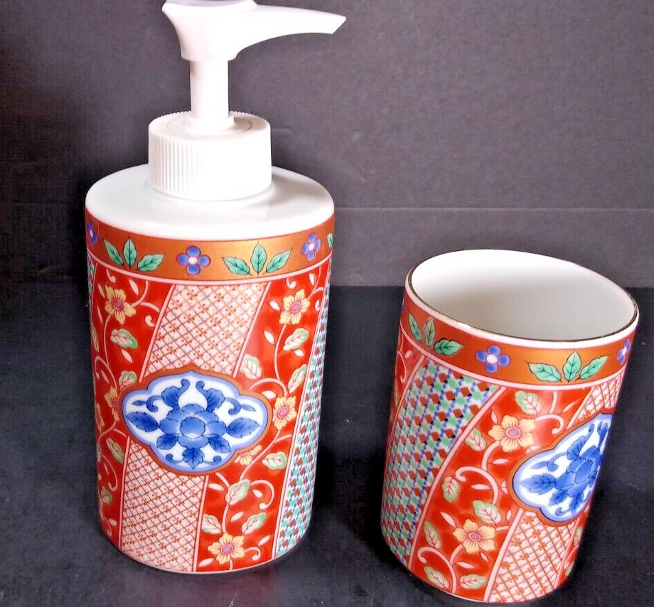 Otagiri Imari Crest Soap Pump & matching Tumbler