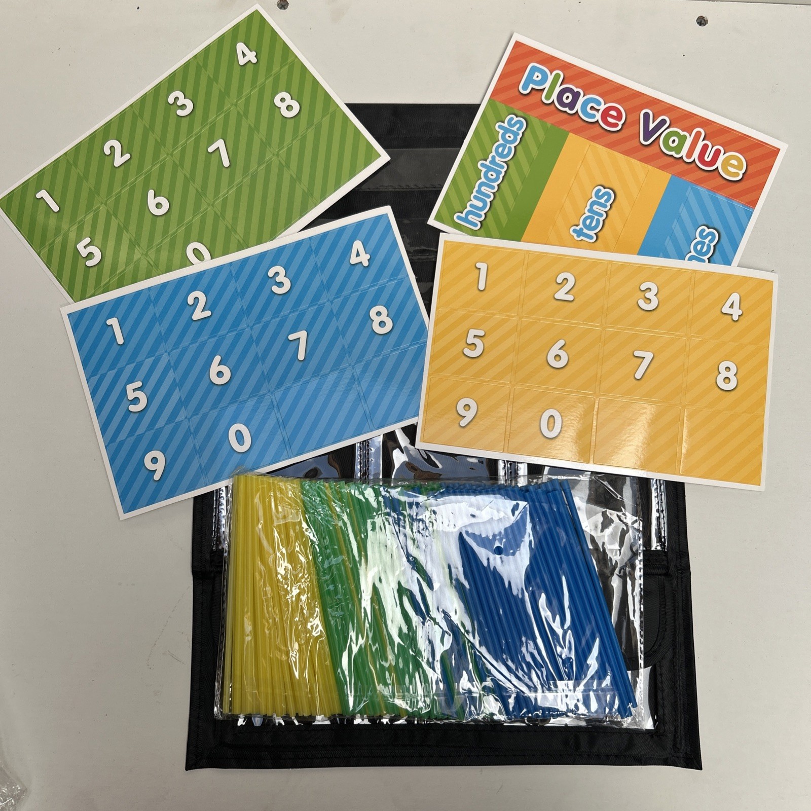 Counting Caddy & Place Value Pocket Chart for Classroom and Homeschool(Black)
