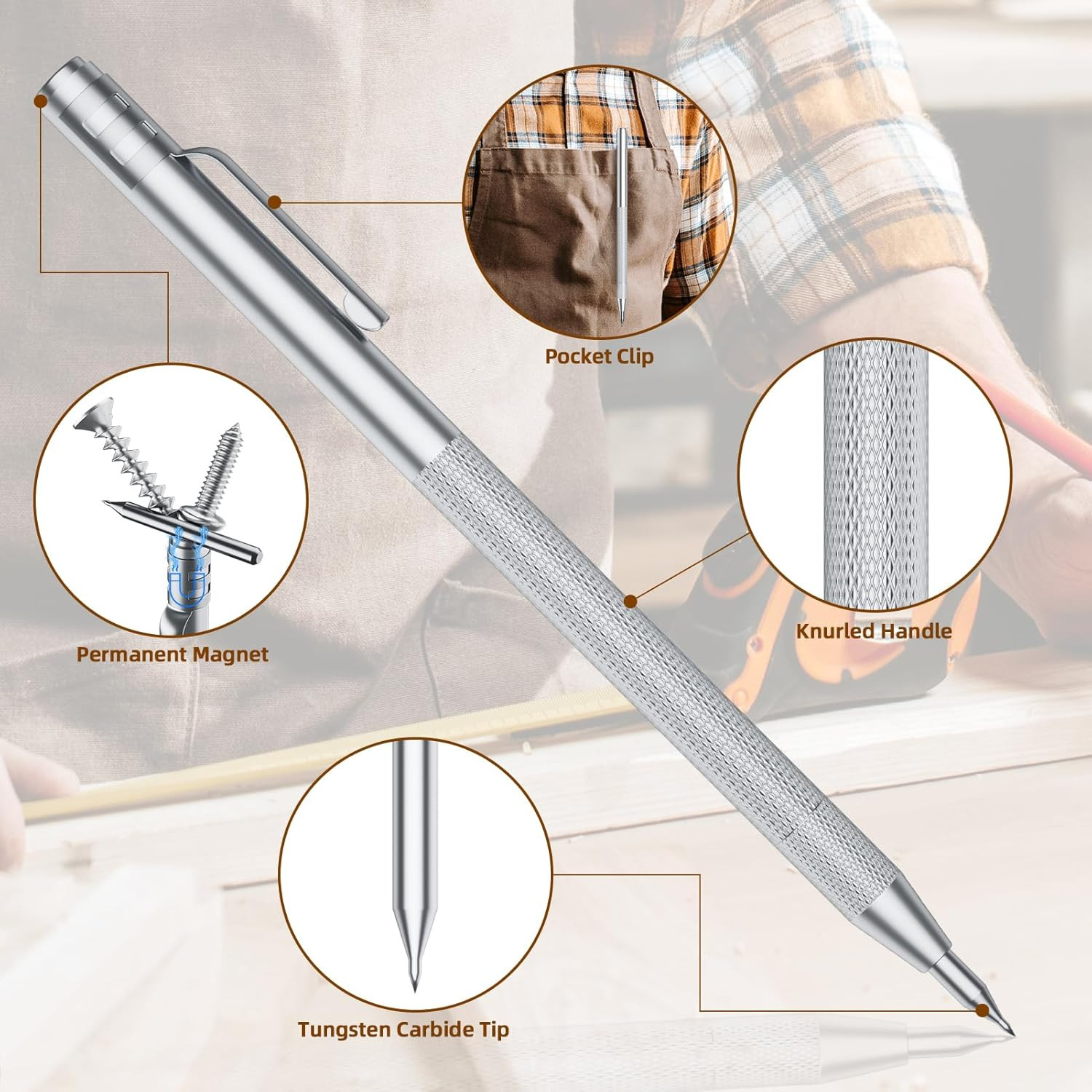 2-Pack Tungsten Carbide Scriber, Metal Scribe Tool with 25 Replacement Marking T