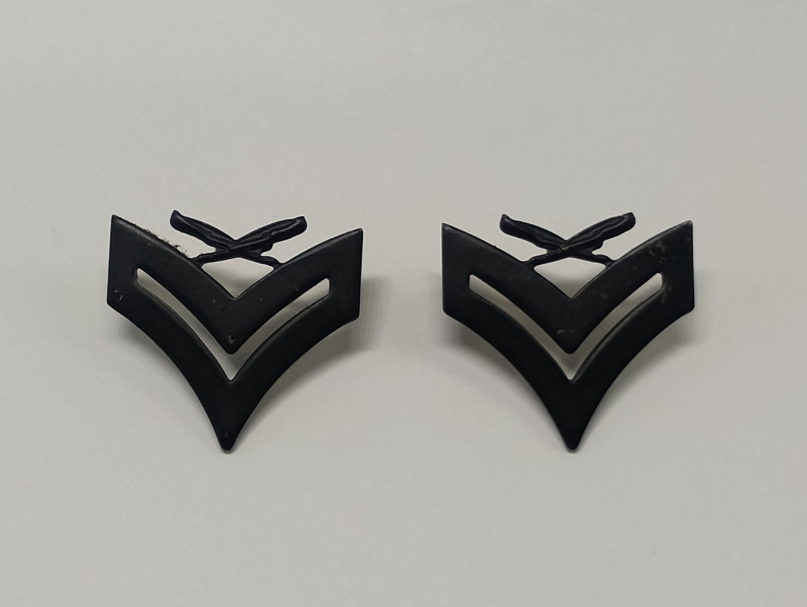 Pair Of U.S. Military Marine Corps Black Chevron Dual Clutch Pins With Backs