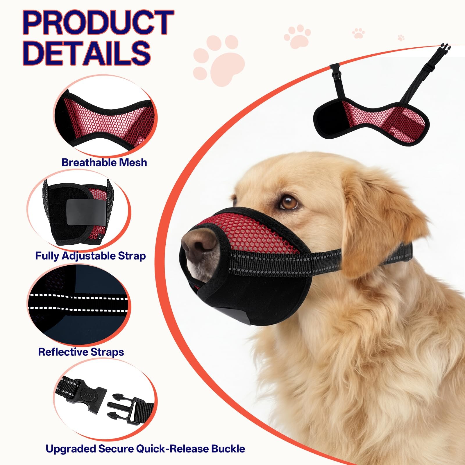 SeranPup 2pk Red Mesh Dog Muzzle Large
