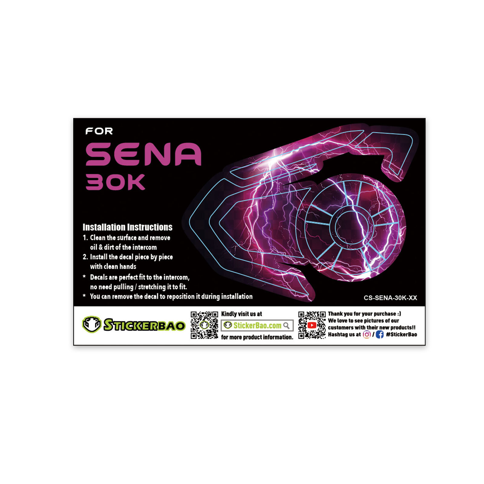 Thunder 1 Pcs For SENA 30K Intercom Device Sticker