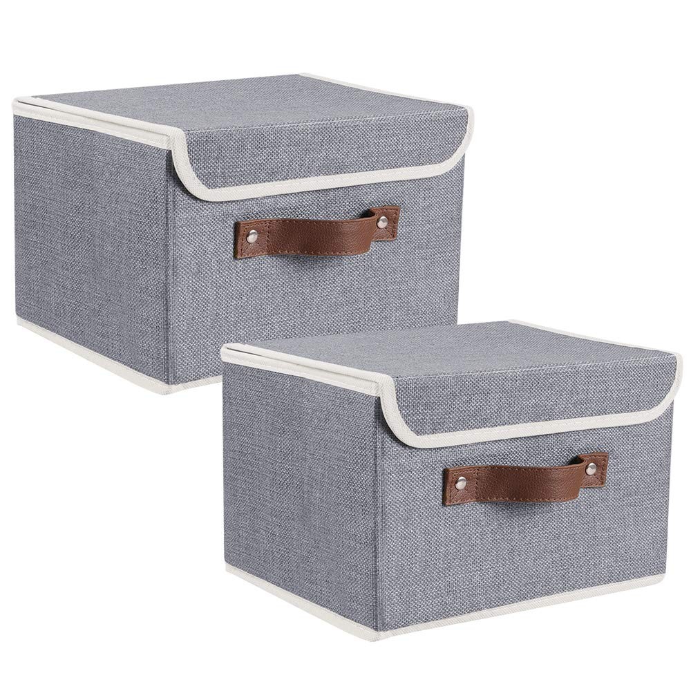 2Pack Storage Bins Boxes with Lids 10" x 8" x 7" Decorative Storage Baskets