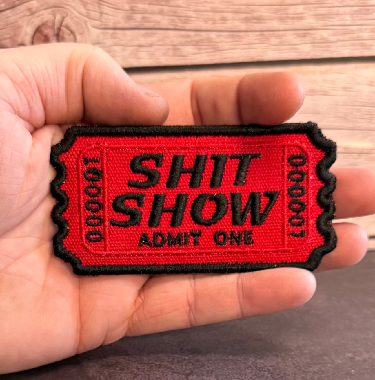 Sh*t Show Ticket Funny Morale Patch, 2.3x4" | VELCRO® Brand Fastener