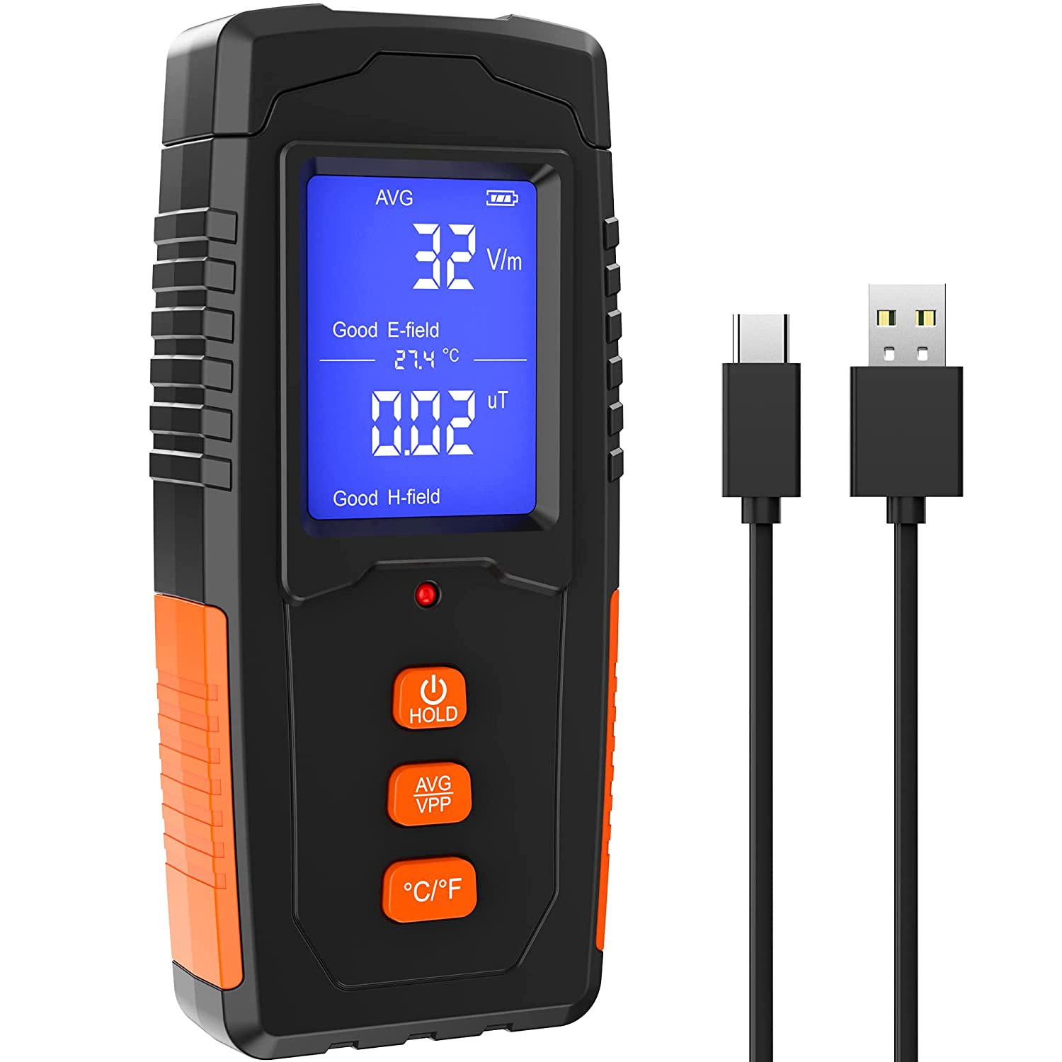 EMF Meter Rechargeable Electromagnetic Field Radiation Detector Handheld Digital