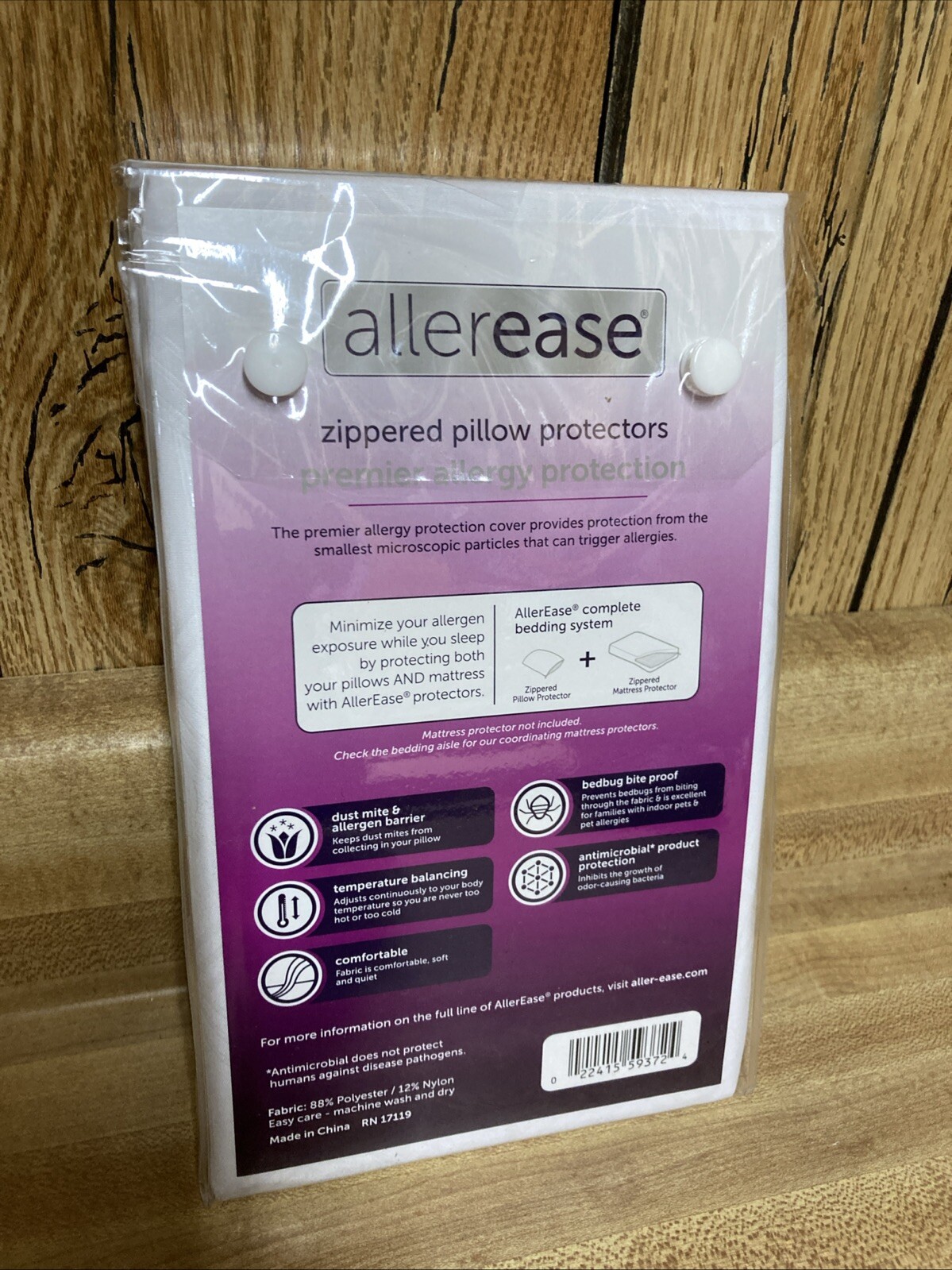 2 Pack King AllerEase Pillow Zippered Protectors Allergy Protection New