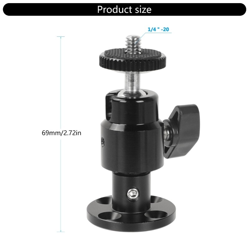 Wall Mount 1/4-20 Mini BallHead Mounts for Monitors/Surveillances System Support