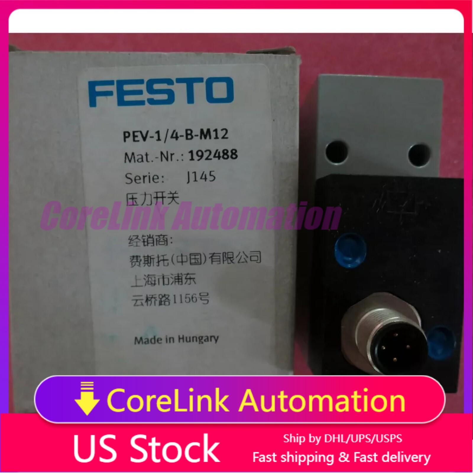 New PEV-1/4-B-M12 Festo 192488 Fast Shipping Pressure Switch