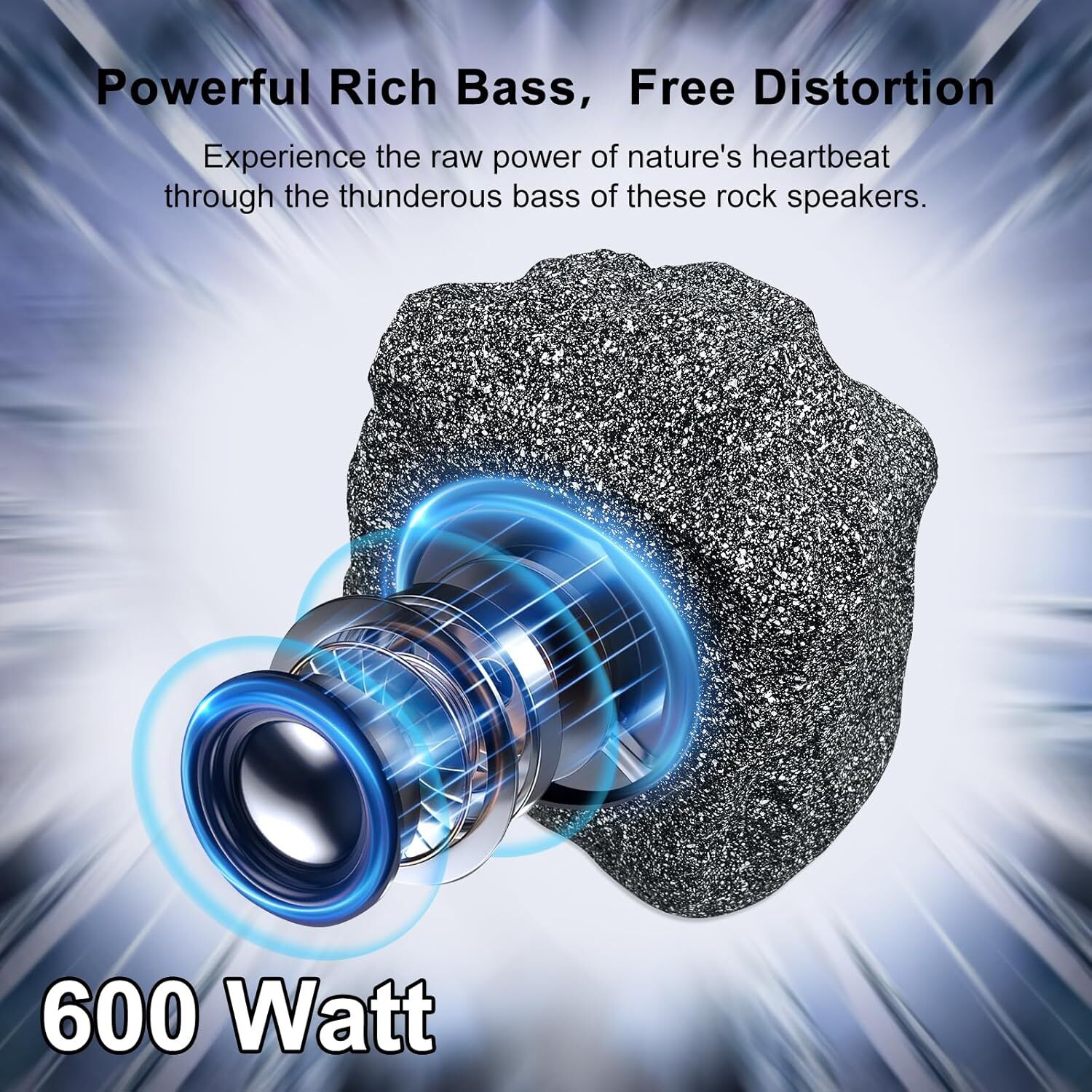 Herdio 8" Bluetooth Rock Speakers: 600W Waterproof for Outdoor Pool/Patio Use