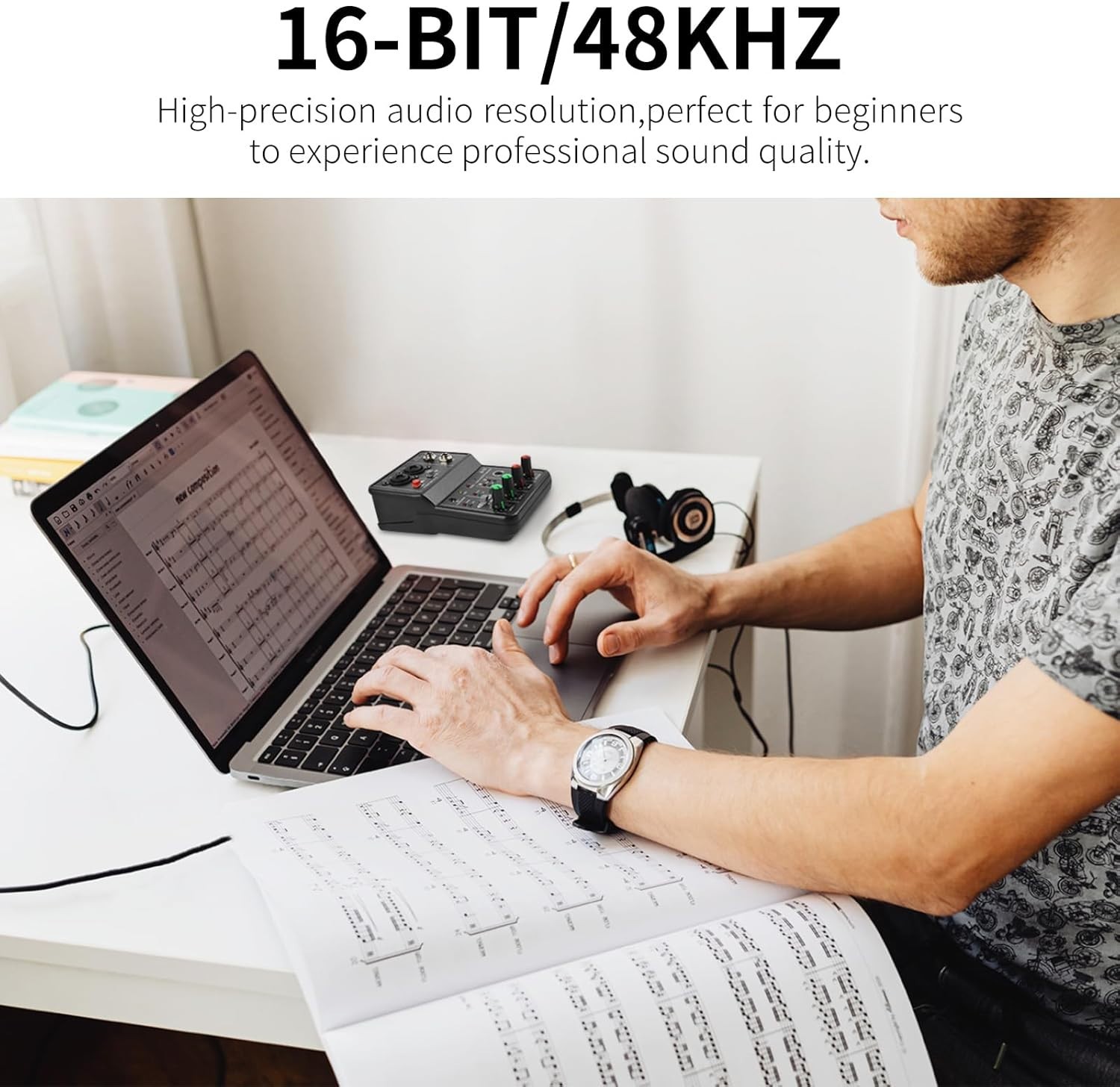 USB Audio Interface Q-12: XLR & 3.5mm Inputs for Studio-Quality Recordings