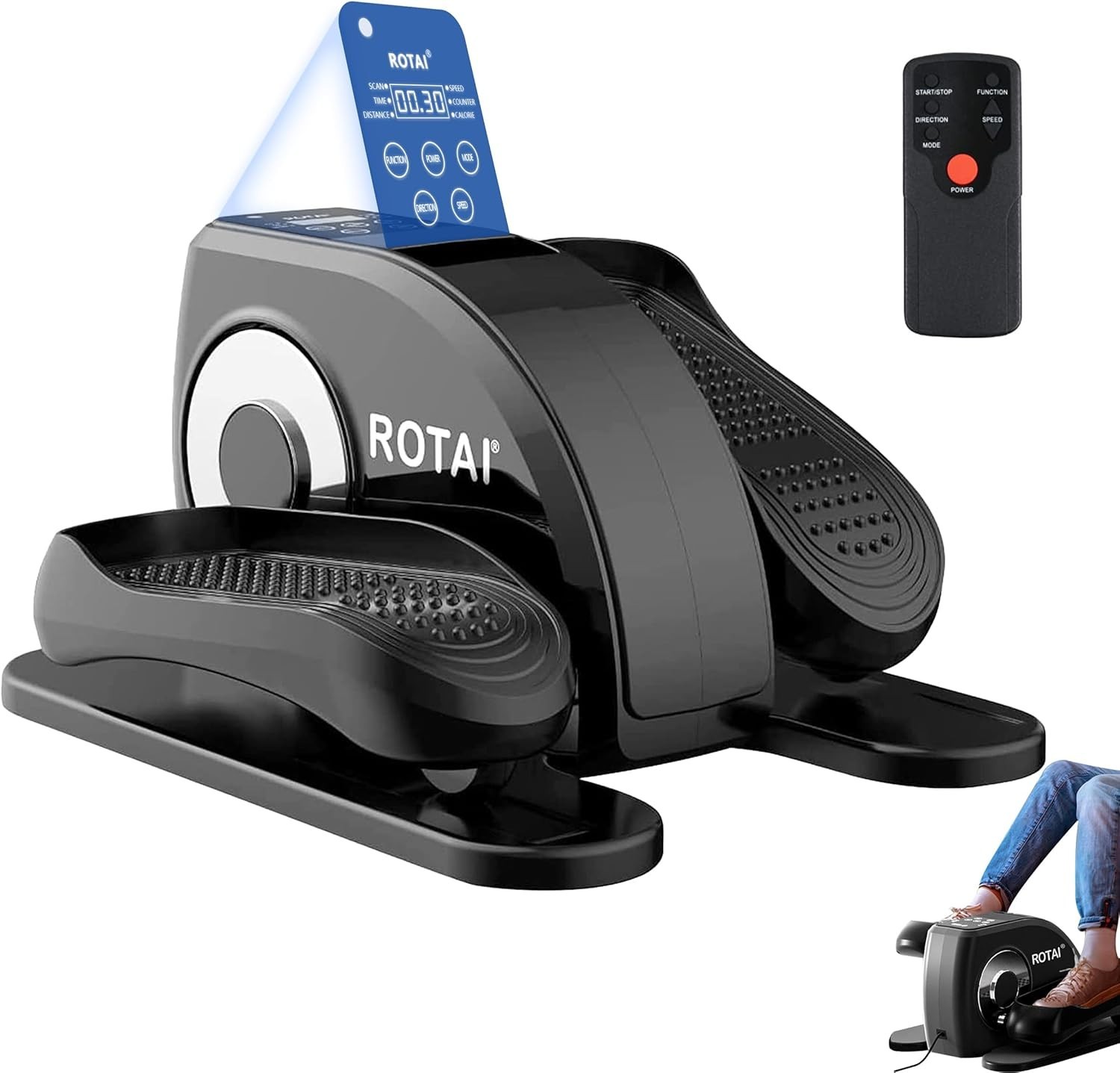 ROTAI SMEB002-B Under Desk Elliptical Machine Black for Seniors Pedal Exerciser