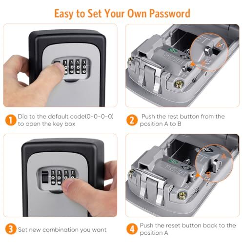 Key Lock Box Wall Mounted, 4 Digit Combination Assorted Sizes , Colors