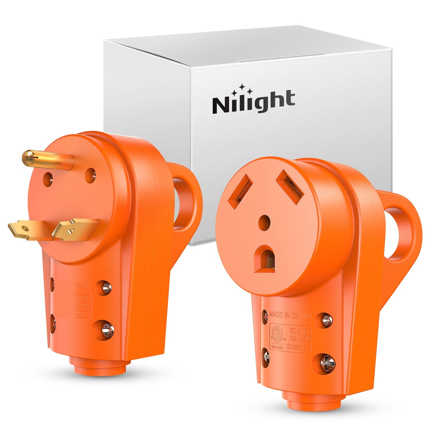 Nilight 30 Amp RV Male and Female Plug Set TT-30P Plug and TT-30R Receptable
