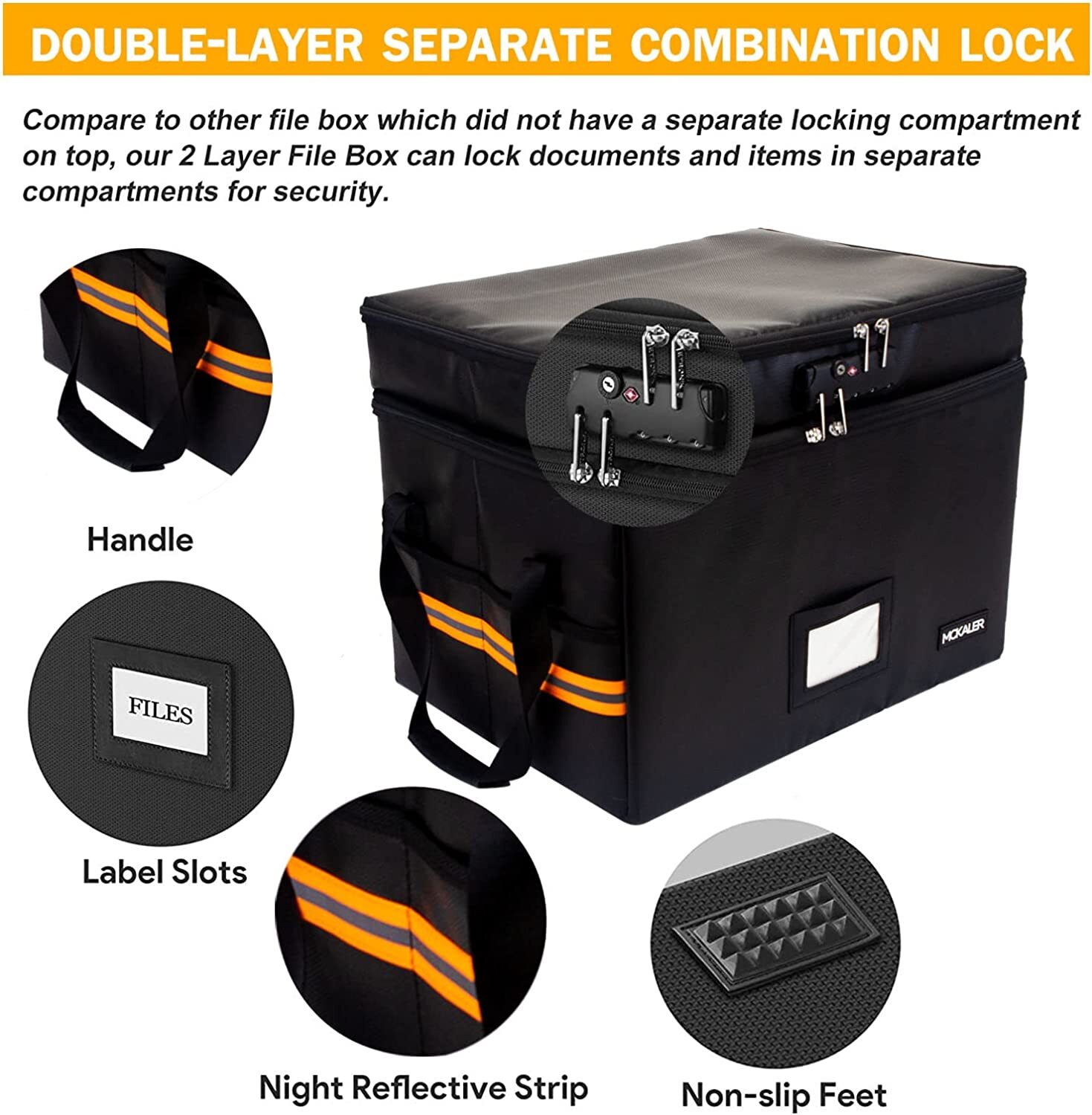 Fireproof Document Safe Box with Lock,Water-resistant Organizer Storage Portable