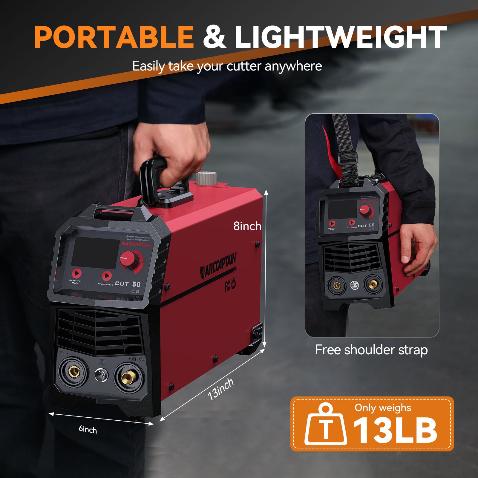 ARCCAPTAIN Plasma Cutter 50A Air Cutting Machine Dual Voltage LED Display IGBT