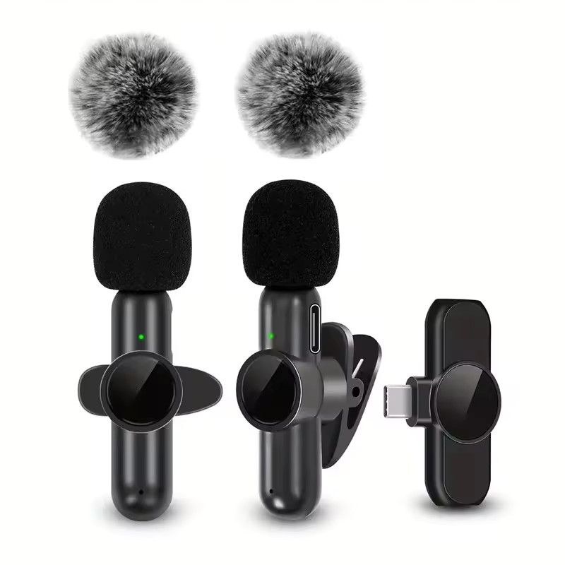 Wireless Lavalier Microphone Mini Mic Windproof Audio Video For Type-C