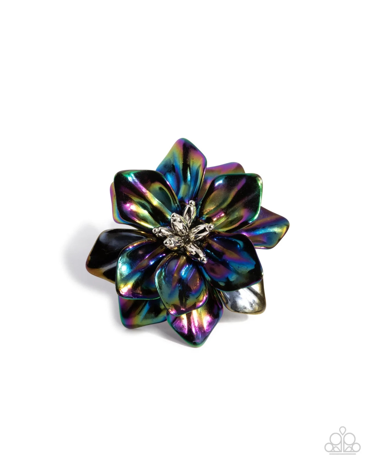 Paparazzi Flower Ring - Platonic Petals - Black (Black Diamond Special)
