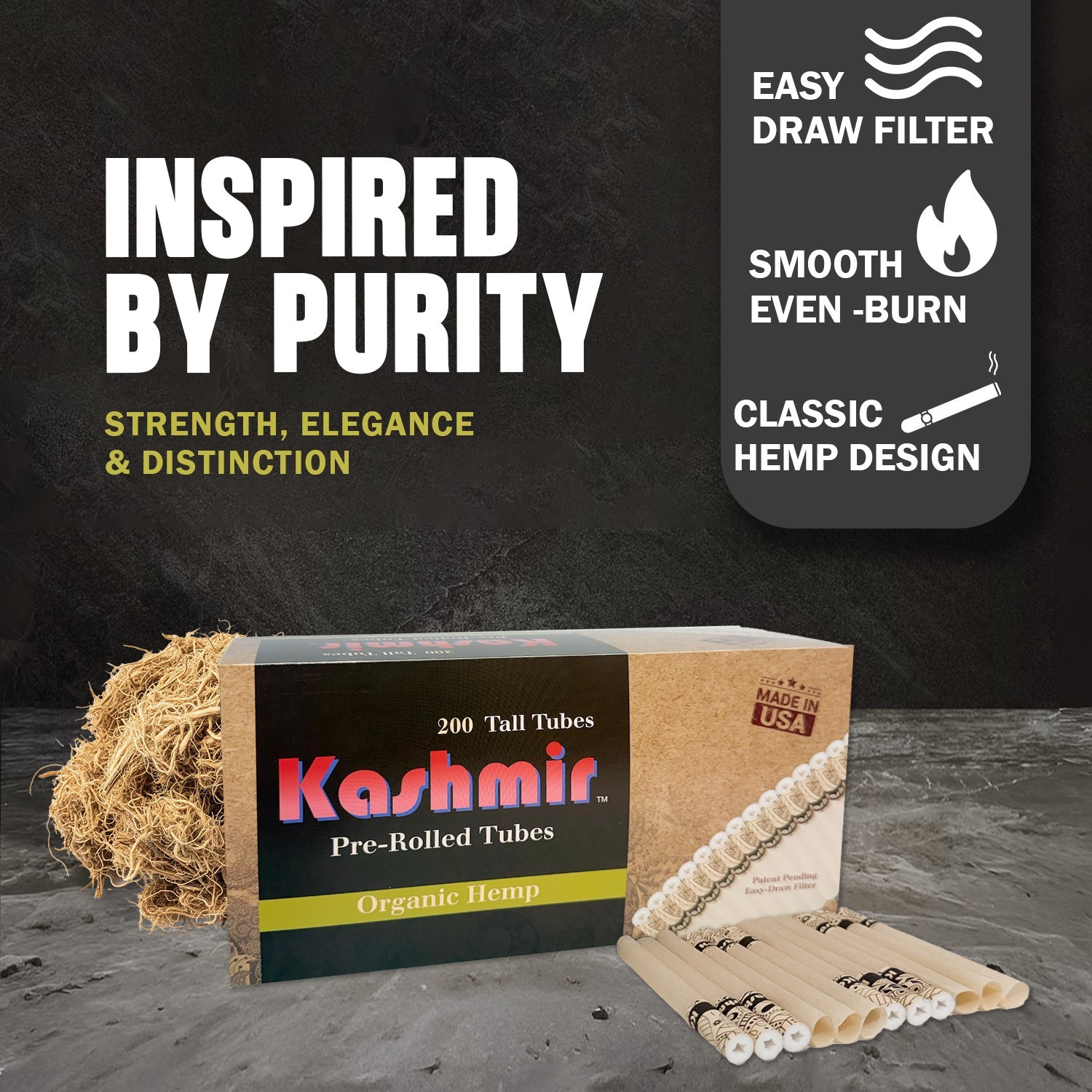Kashmir Organic HMP Cigarette Tubes Tall 100 mm Size 2000 Ct RYO Filter Tubes